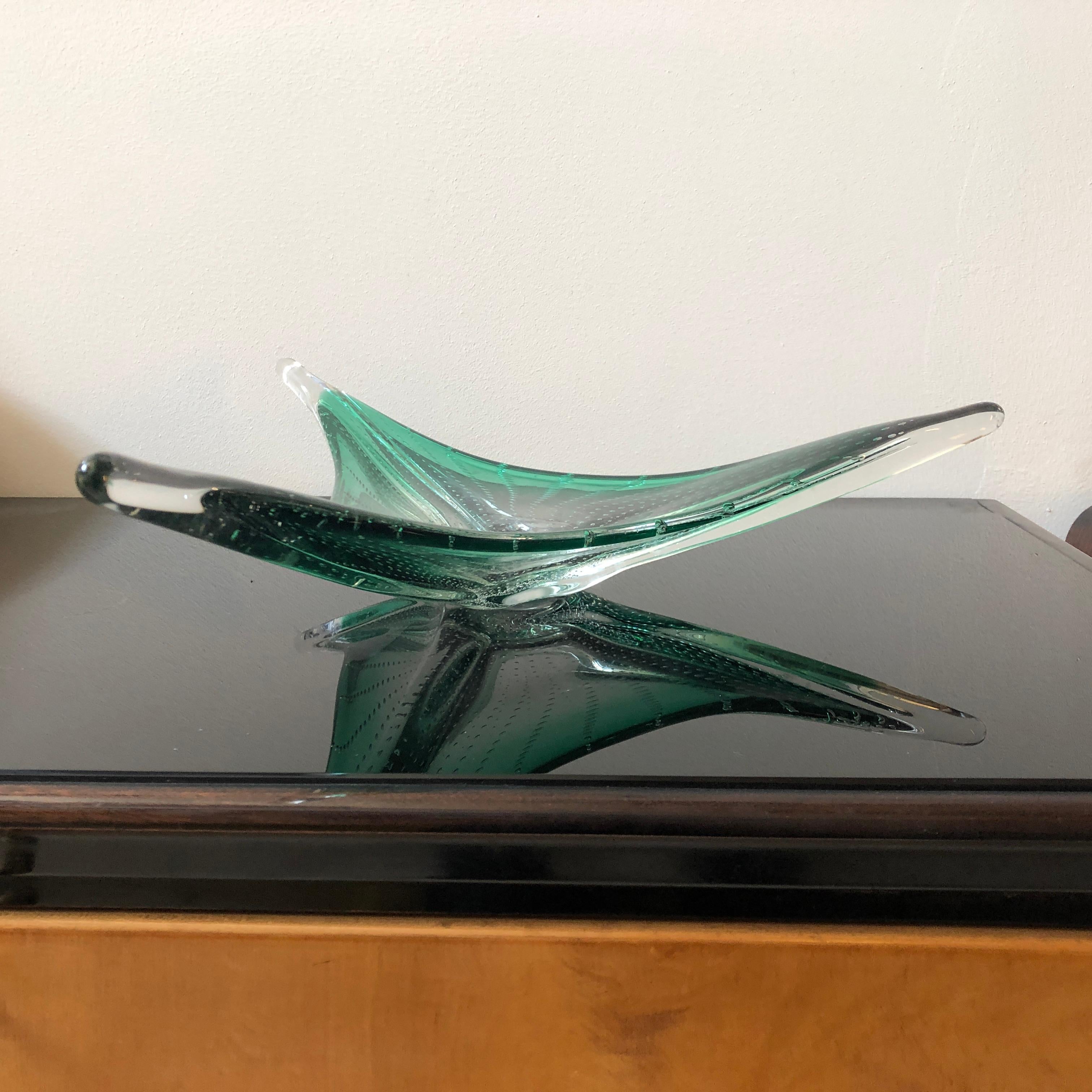 20th Century Mid-Century Modern Green Murano Glass Italian Centerpiece, circa 1970