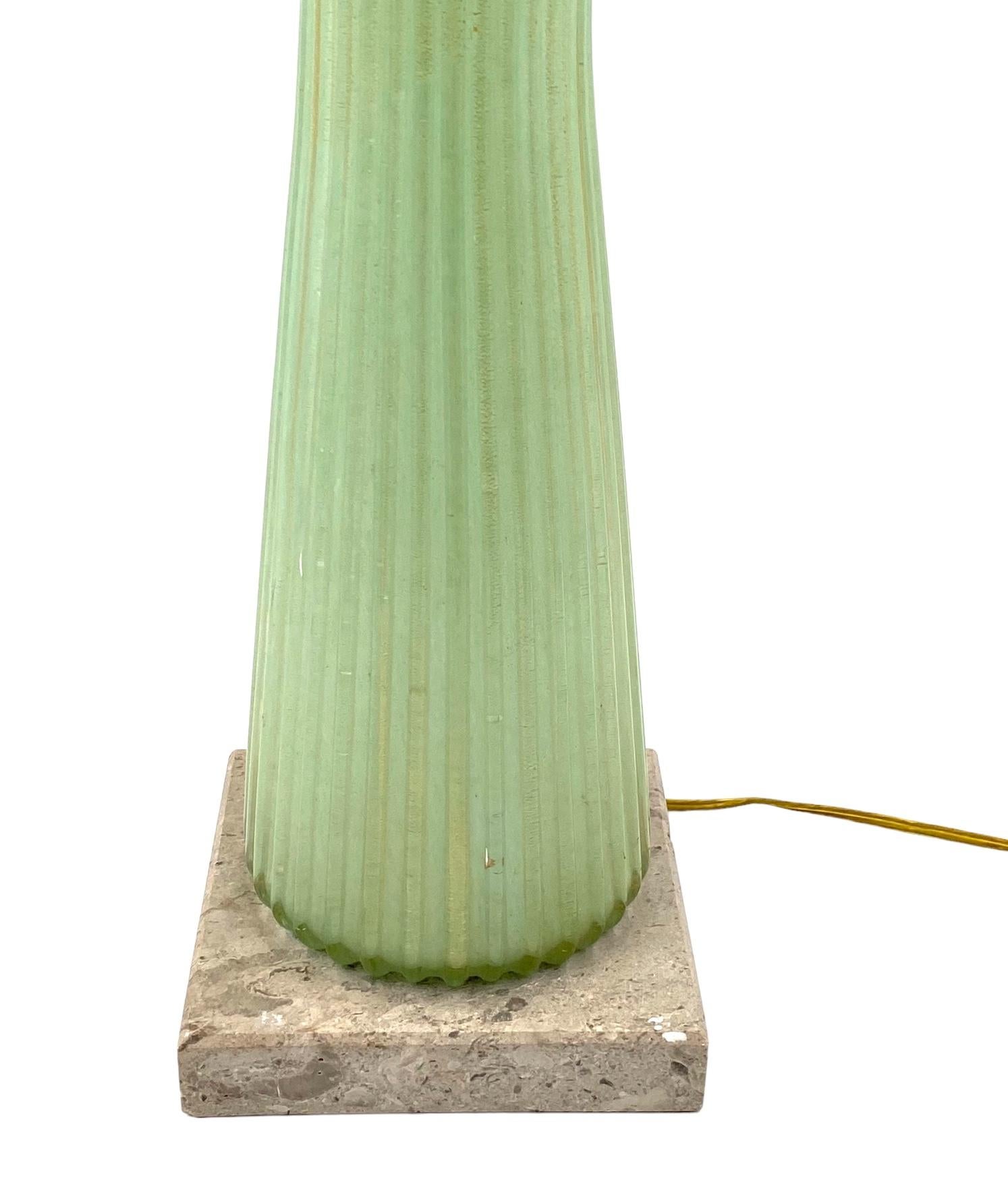 Mid-century modern green Murano glass Table lamp, Barovier & Toso Italy, 1940s in vendita 3