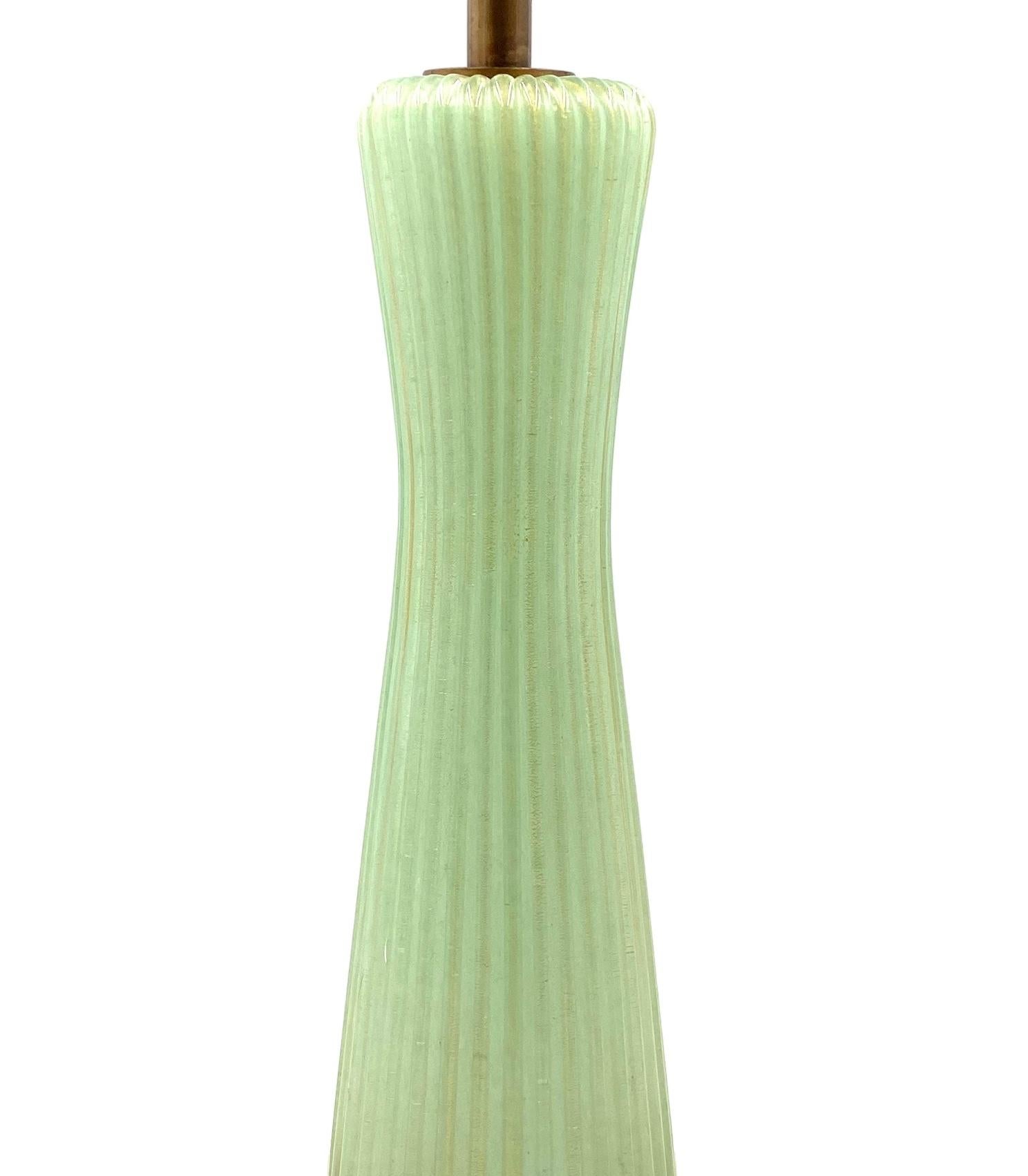Mid-century modern green Murano glass Table lamp, Barovier & Toso Italy, 1940s in vendita 5