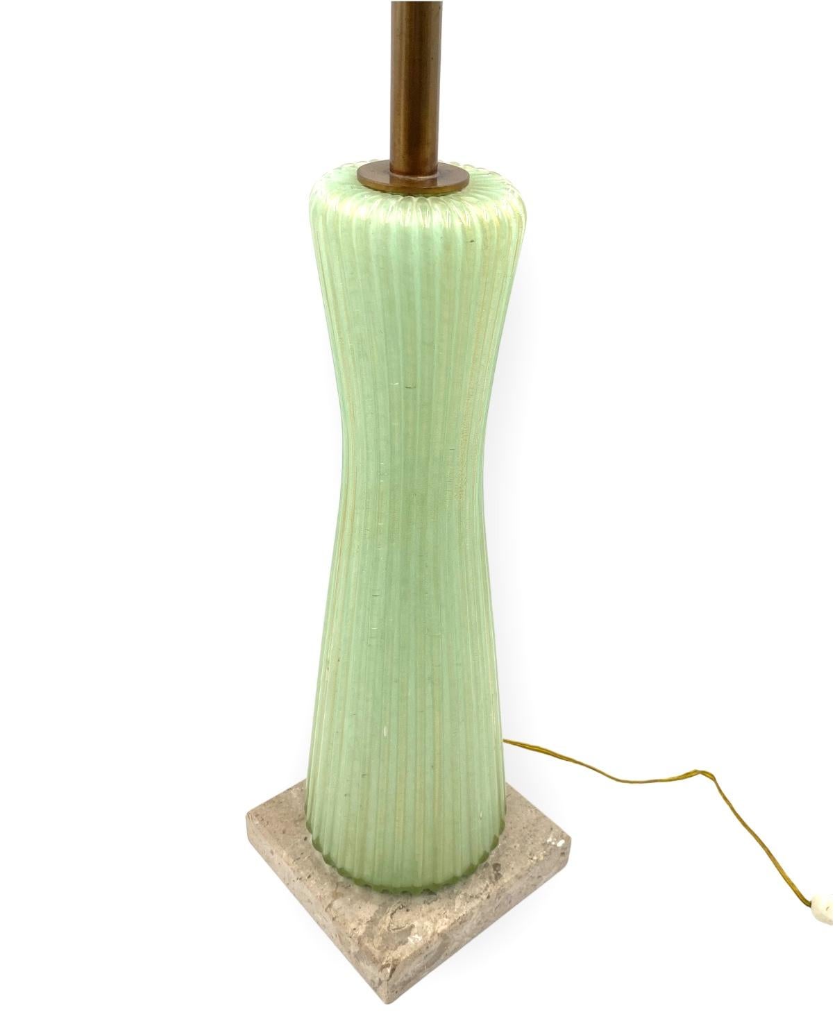 Mid-century modern green Murano glass Table lamp, Barovier & Toso Italy, 1940s in vendita 7