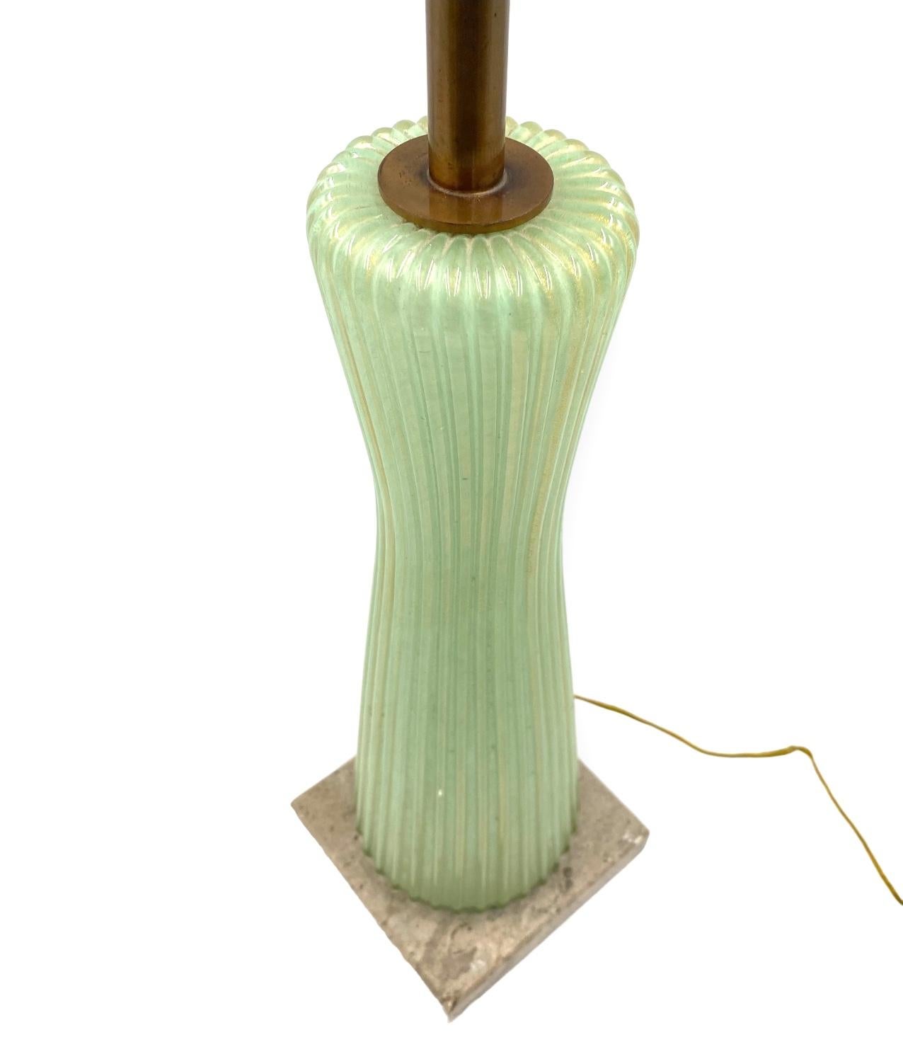 Mid-century modern green Murano glass Table lamp, Barovier & Toso Italy, 1940s in vendita 8