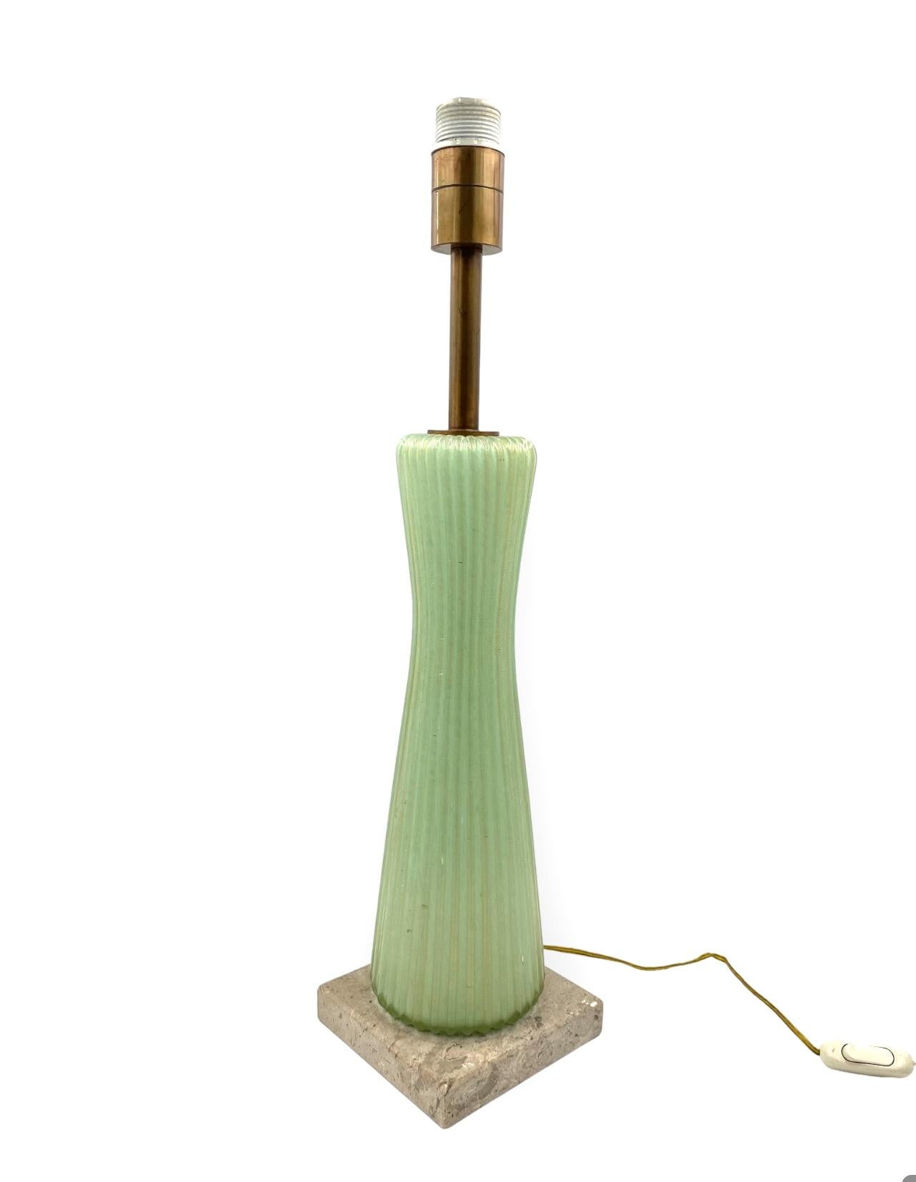 Mid-century modern green Murano glass Table lamp, Barovier & Toso Italy, 1940s in vendita 9
