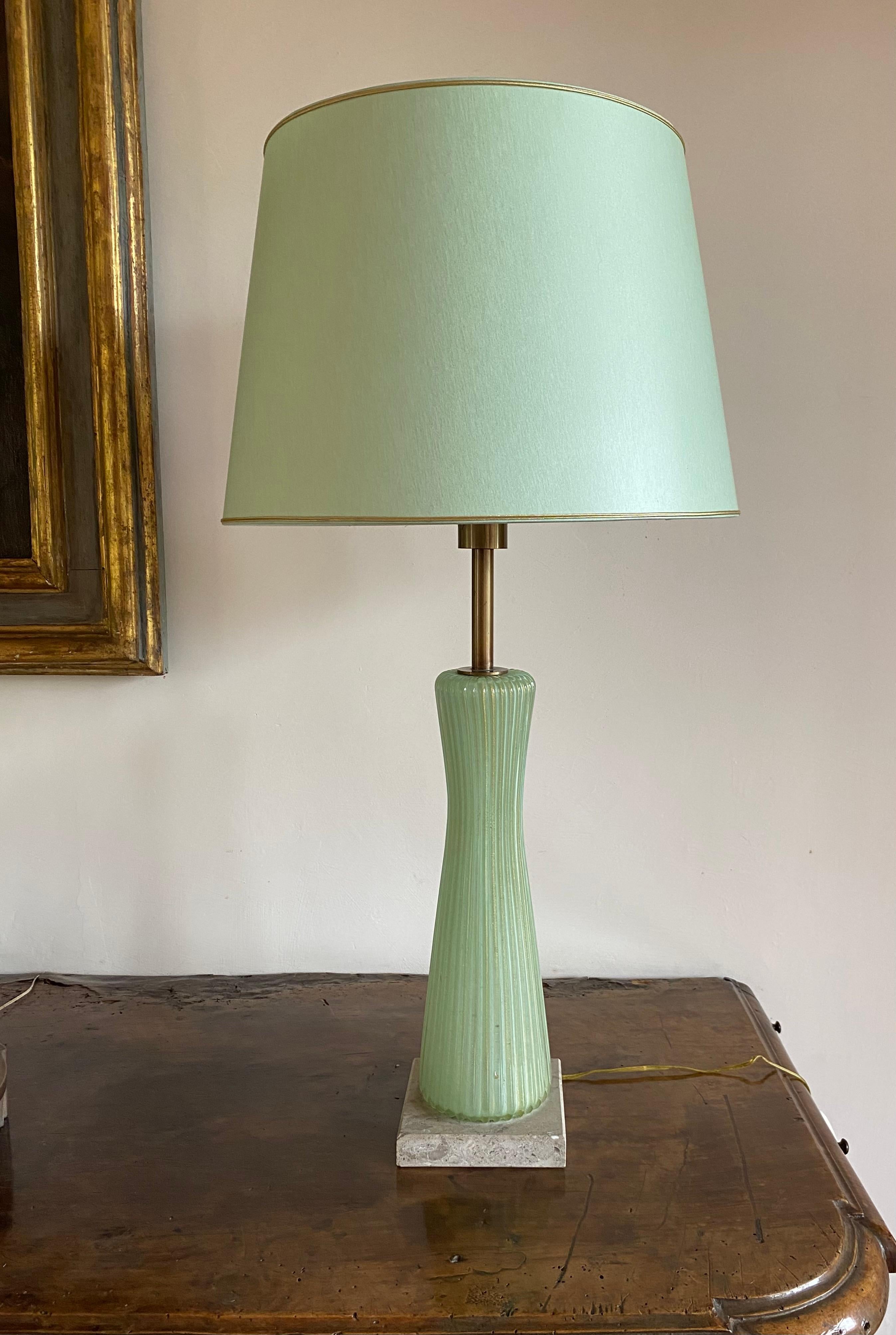 Mid-century modern green Murano glass Table lamp, Barovier & Toso Italy, 1940s in vendita 11