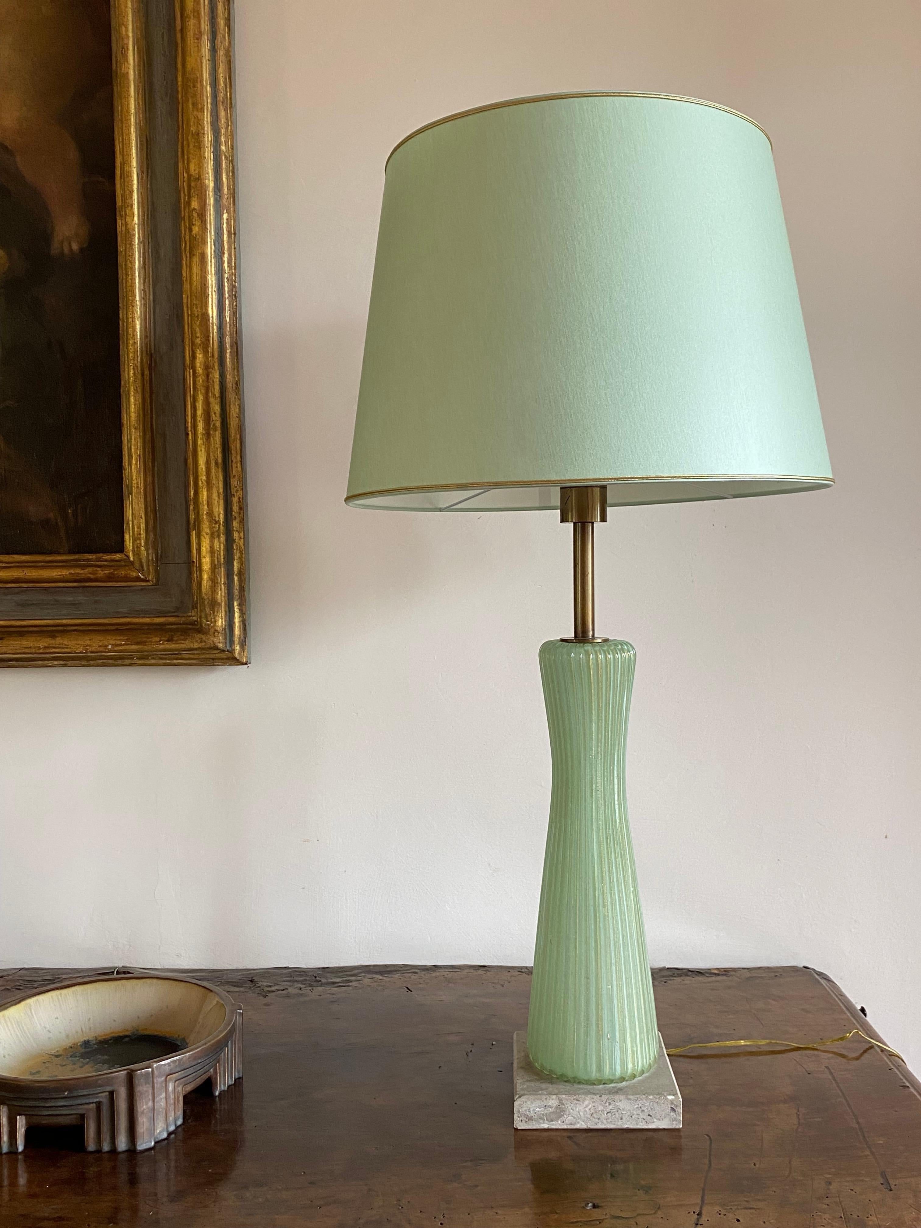 Mid-century modern green Murano glass Table lamp, Barovier & Toso Italy, 1940s in vendita 12