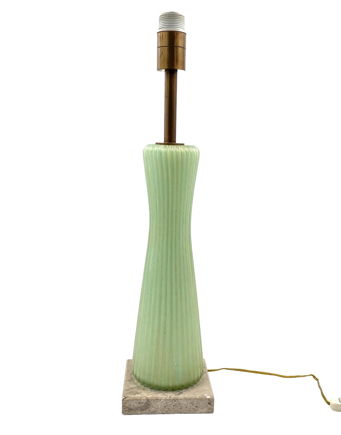 Mid-century modern green Murano glass Table lamp, Barovier & Toso Italy, 1940s in vendita 1