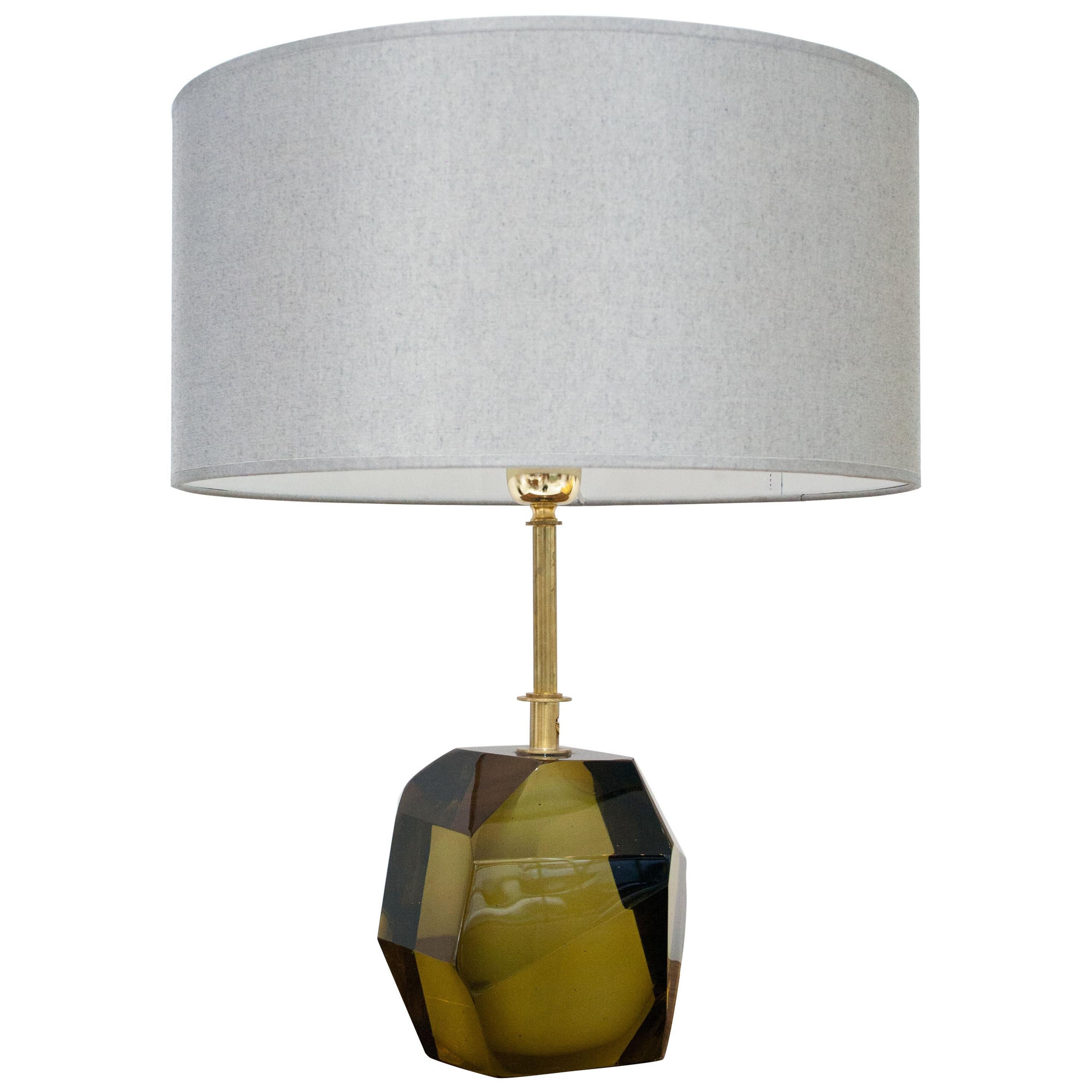 Mid-Century Modern Green Murano Table Lamp, Italy, 1950