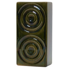 Mid-Century Modern Green Op Art Ceramic Vase by Villeroy & Boch Mettlach