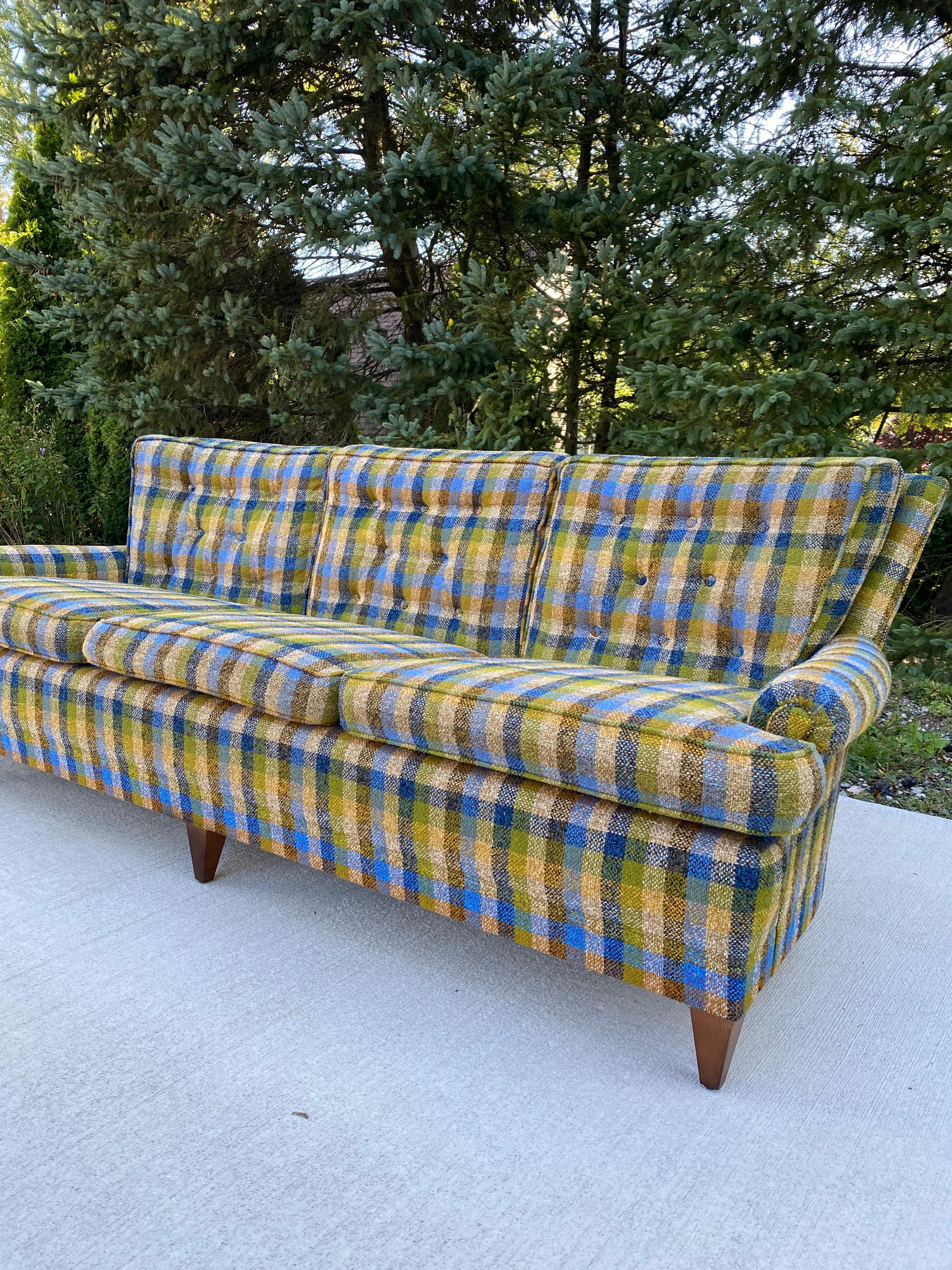 green plaid couch