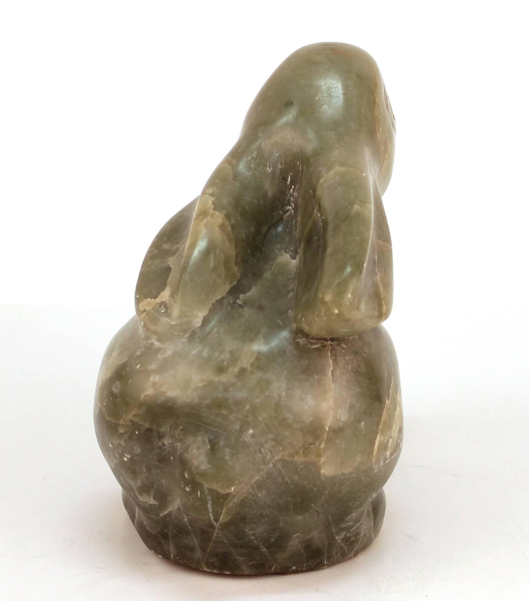 20th Century Mid-Century Modern Green Quartzite Sculpture of a Rabbit