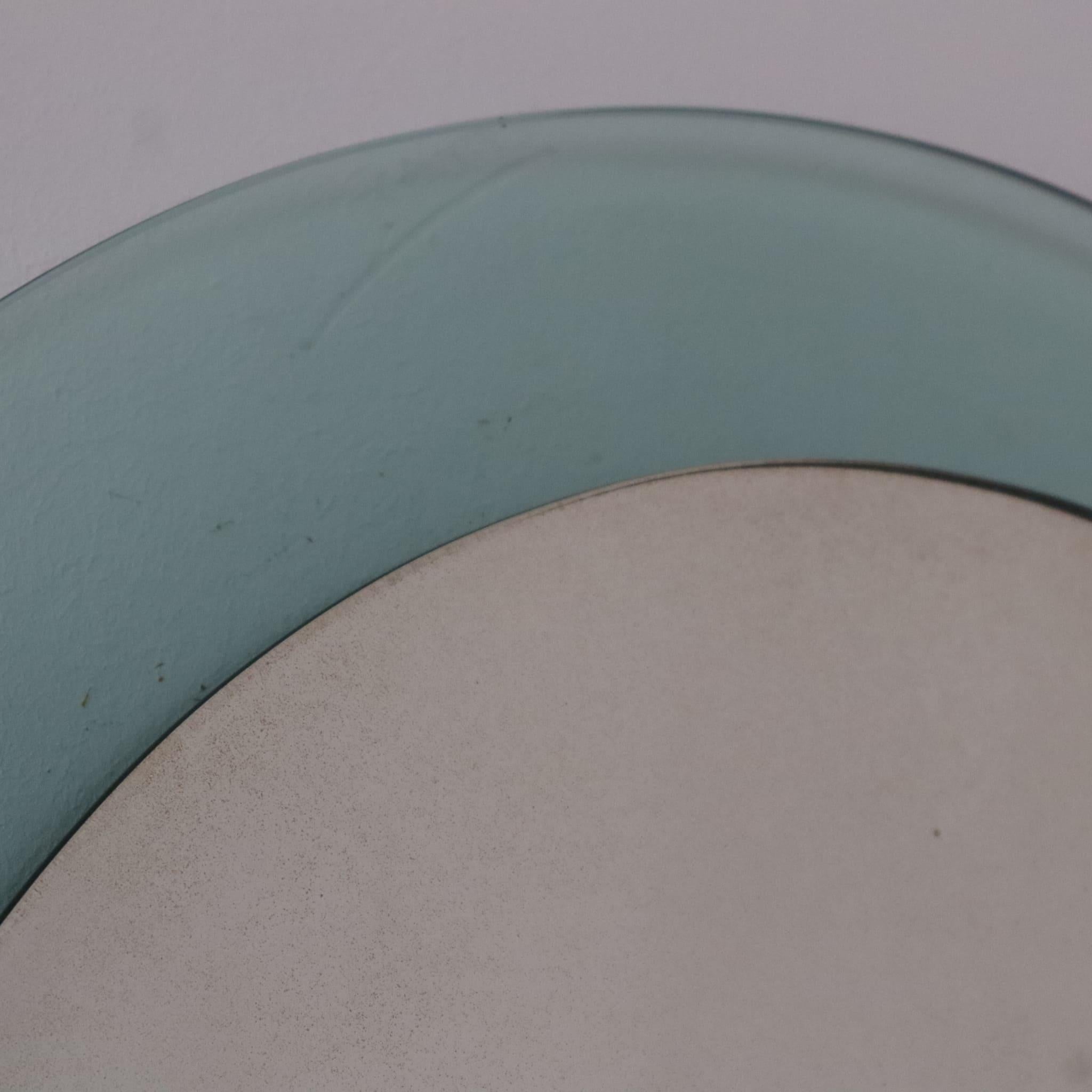 Glass Mid-century modern green round mirror by Veca, Italy, 1970s For Sale