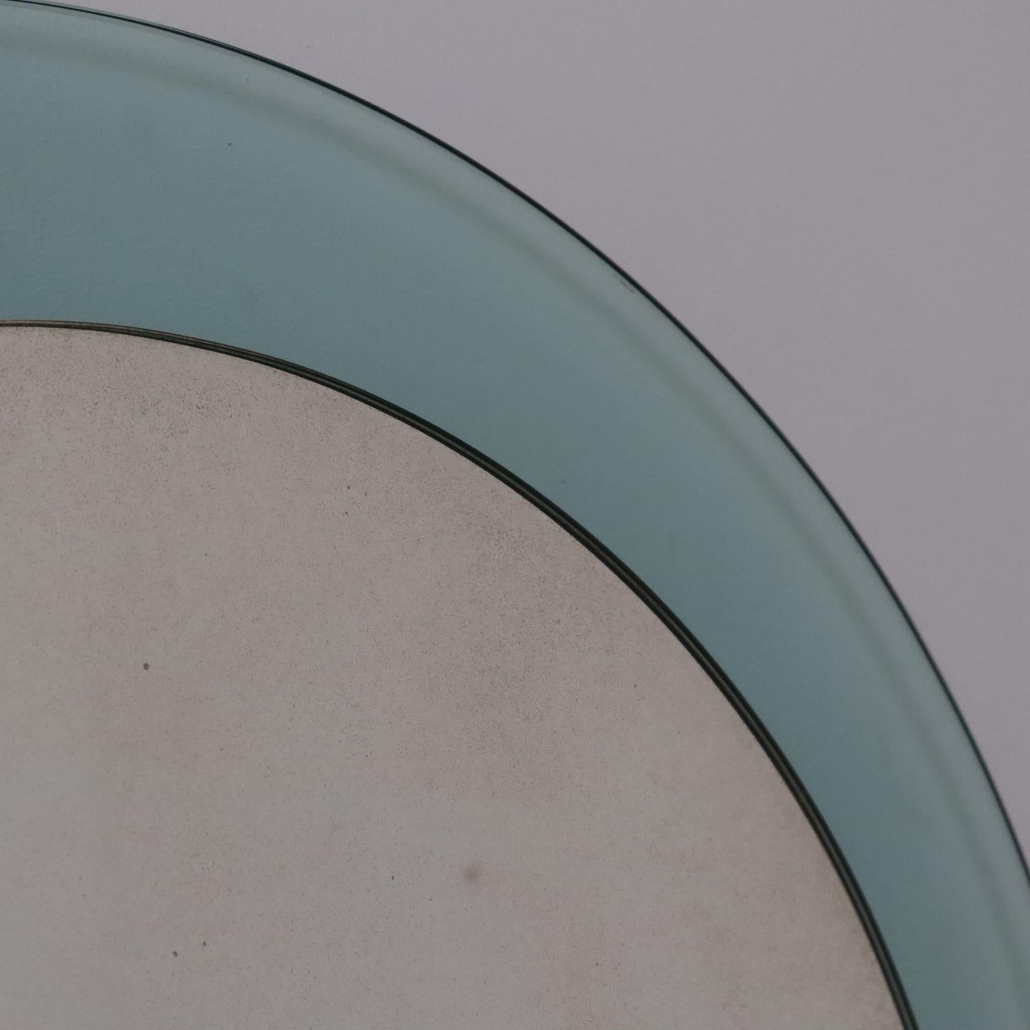 Mid-century modern green round mirror by Veca, Italy, 1970s For Sale 2