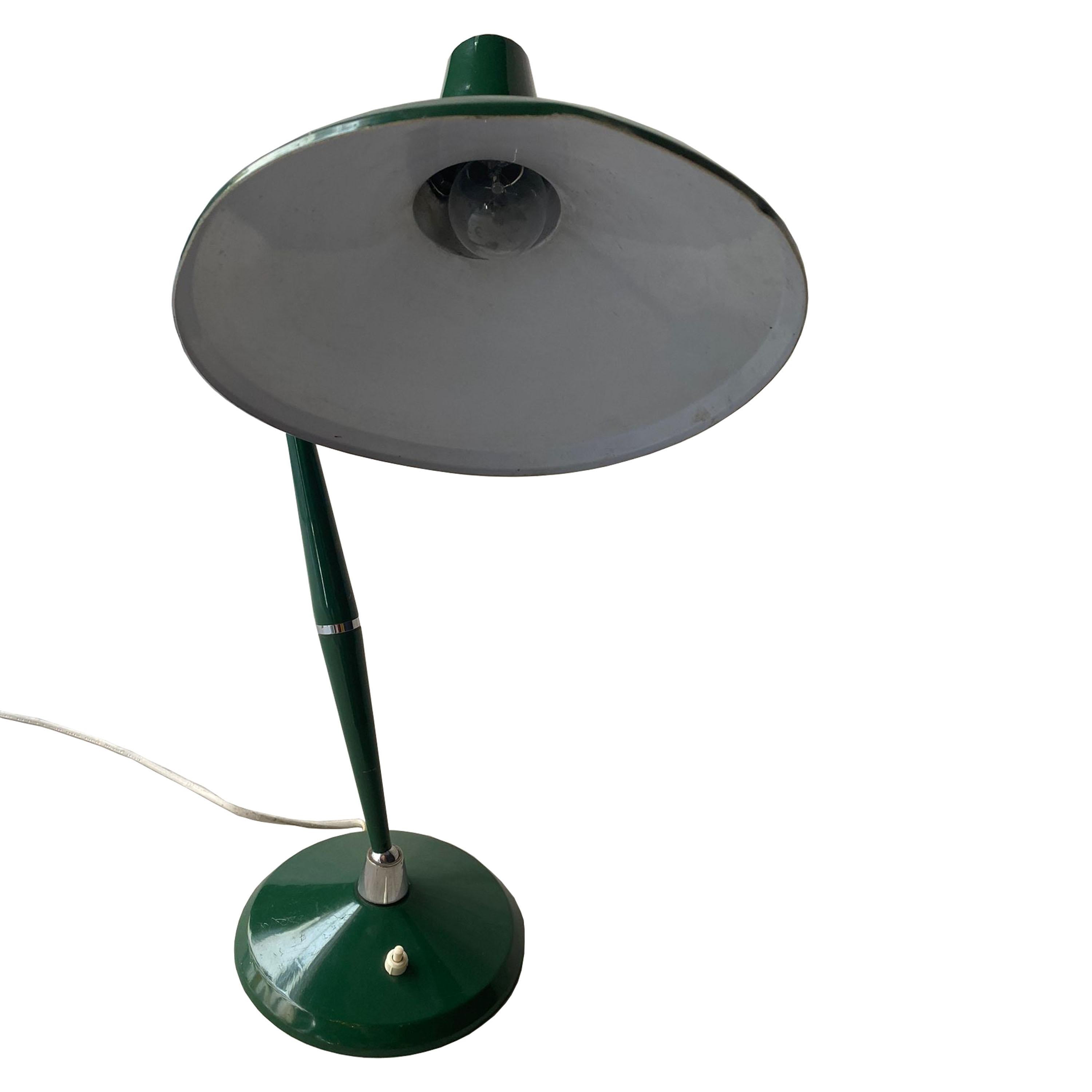 Italian Mid-Century Modern Green Rounded Desk Table Lamp, Italy, 1960