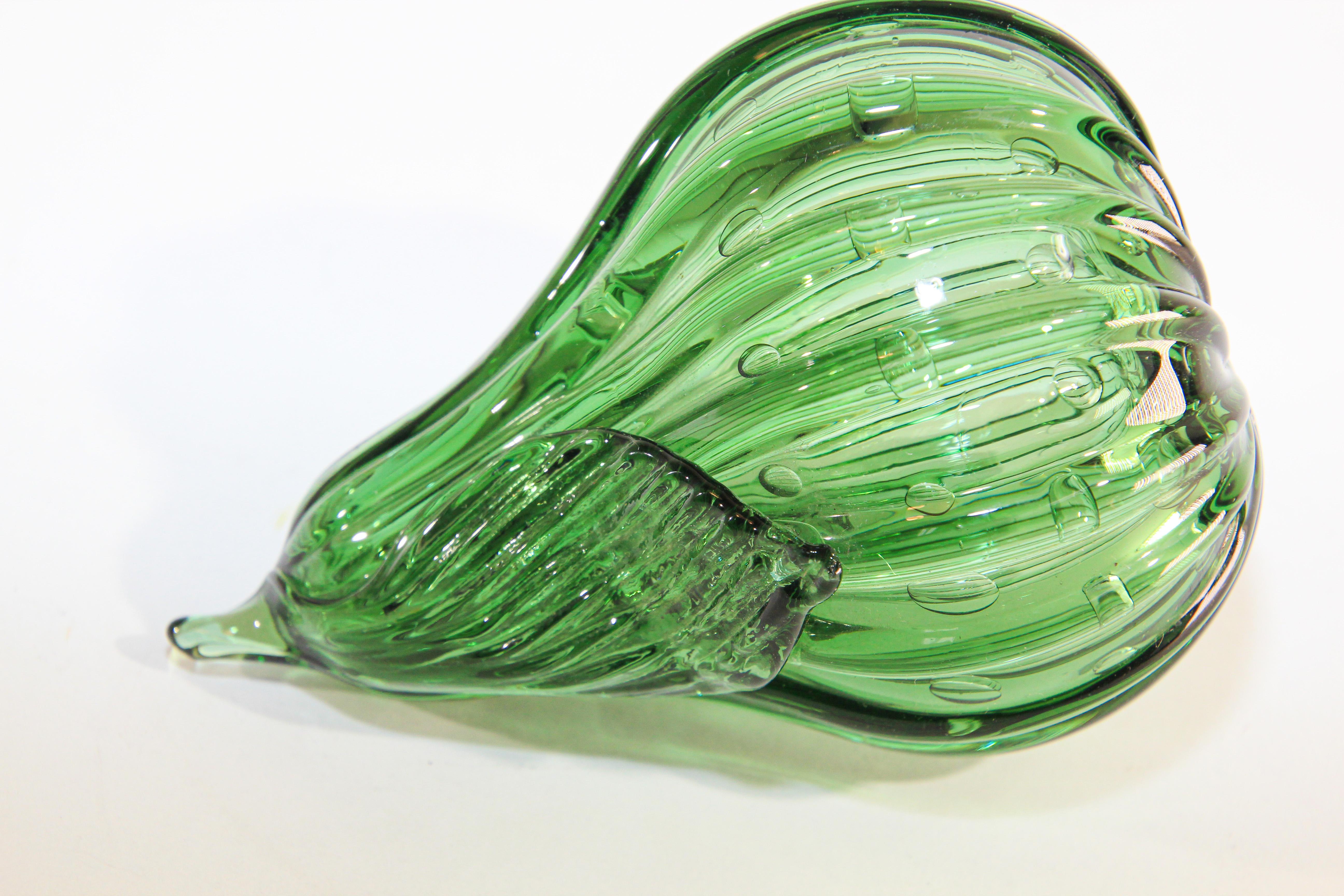 Mid-Century Modern Green Seguso Style Murano Glass Green Pear 4