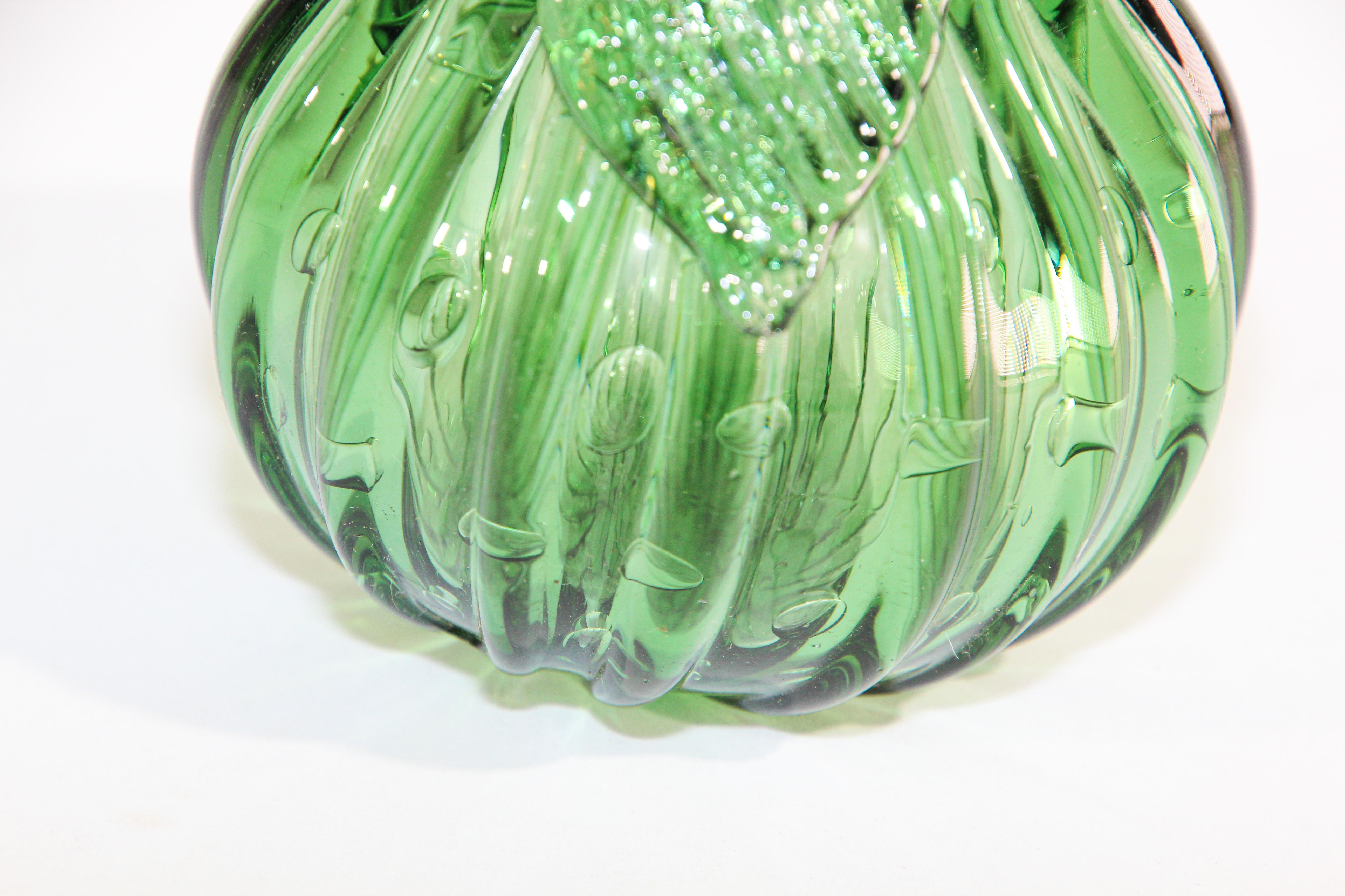 Hand-Crafted Mid-Century Modern Green Seguso Style Murano Glass Green Pear