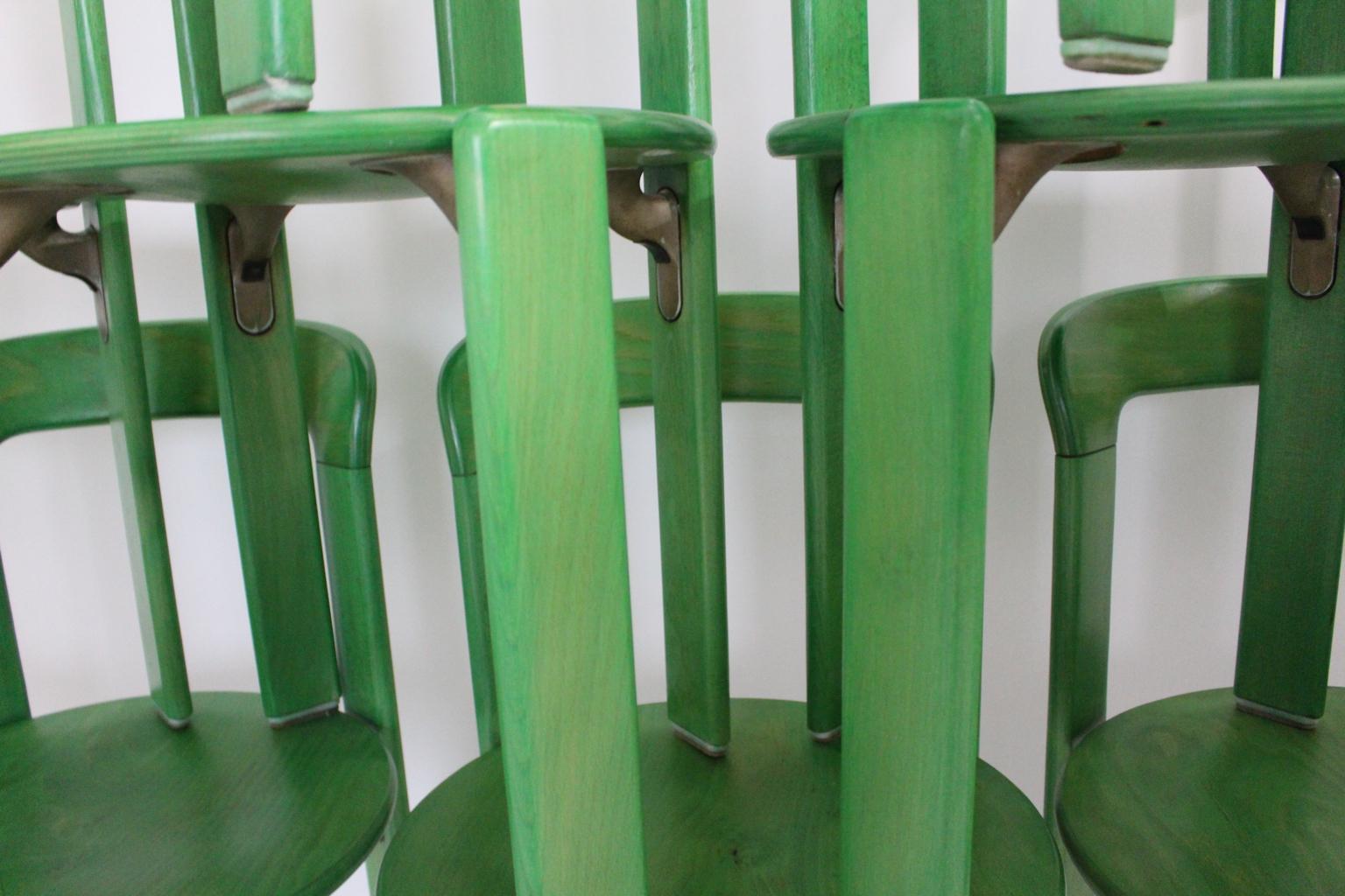 Mid Century Modern Green Set of Six Vintage Dining Chairs by Bruno Rey 7