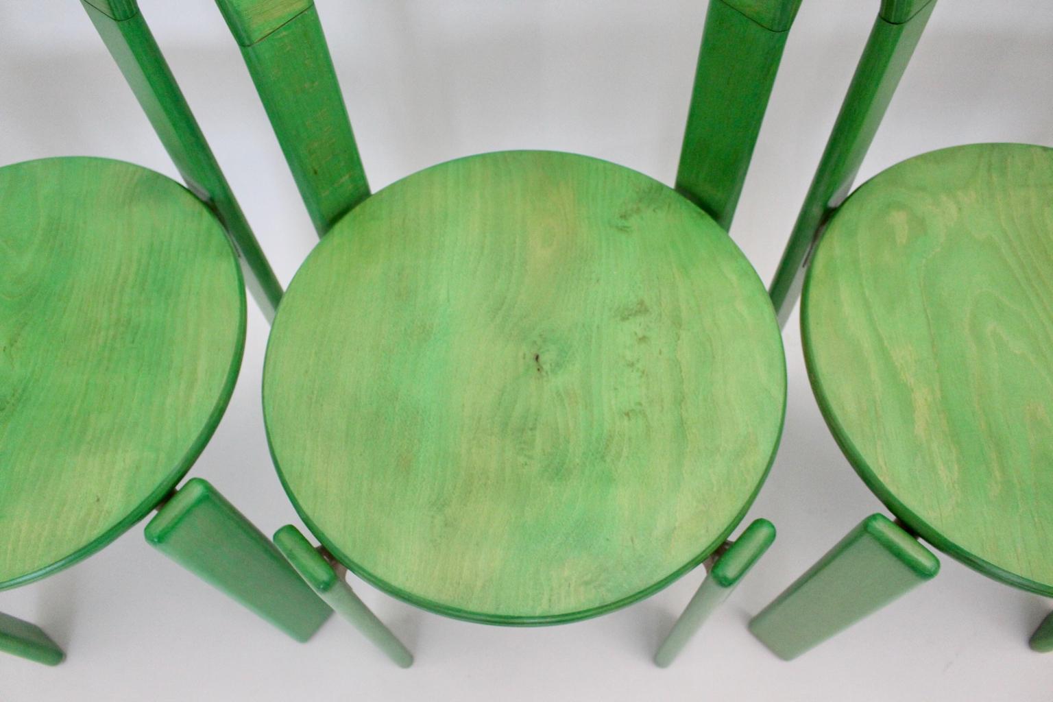 Mid Century Modern Green Set of Six Vintage Dining Chairs by Bruno Rey 9