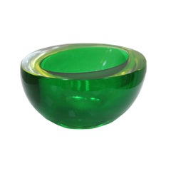 Mid-Century Modern Green Sommerso Murano Glass Bowl by Flavio Poli 1950