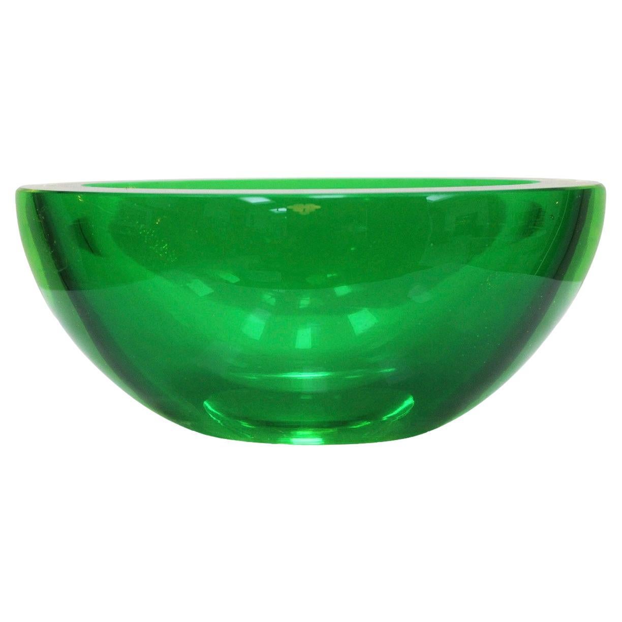 Mid-Century Modern Green Sommerso Murano Glass Bowl by Flavio Poli 1950 For Sale