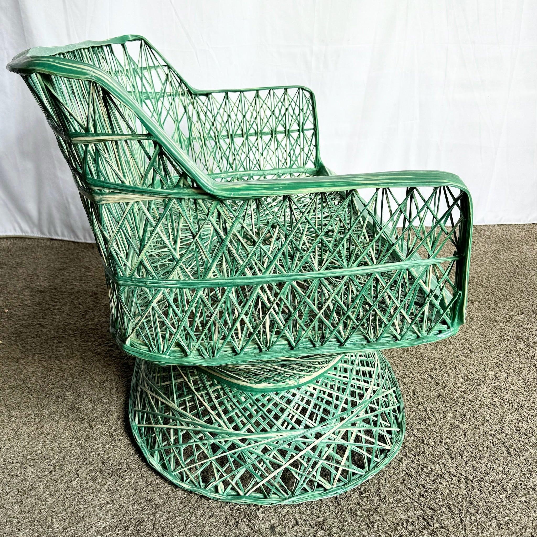 Panchina/seduta in fibra di vetro filata verde moderna del metà secolo con cuscini In condizioni buone in vendita a Delray Beach, FL