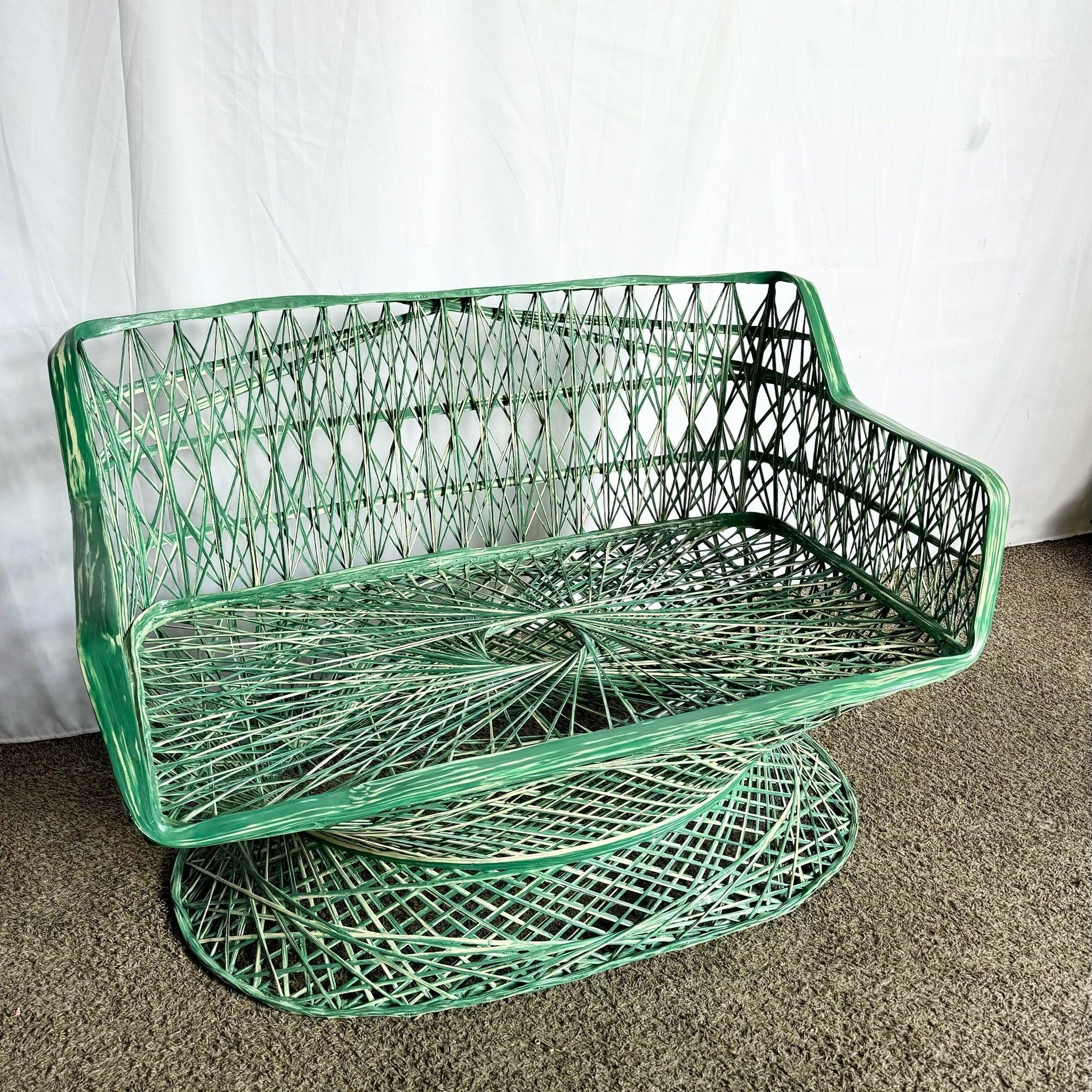 Fine XX secolo Panchina/seduta in fibra di vetro filata verde moderna del metà secolo con cuscini in vendita