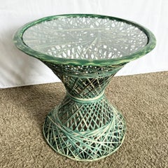 Mid Century Modern Green Spun Fiberglass Circular Side Table