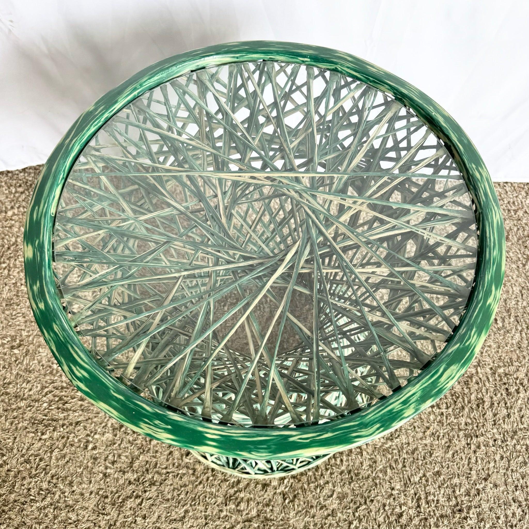 American Mid Century Modern Green Spun Fiberglass Circular Side Table For Sale
