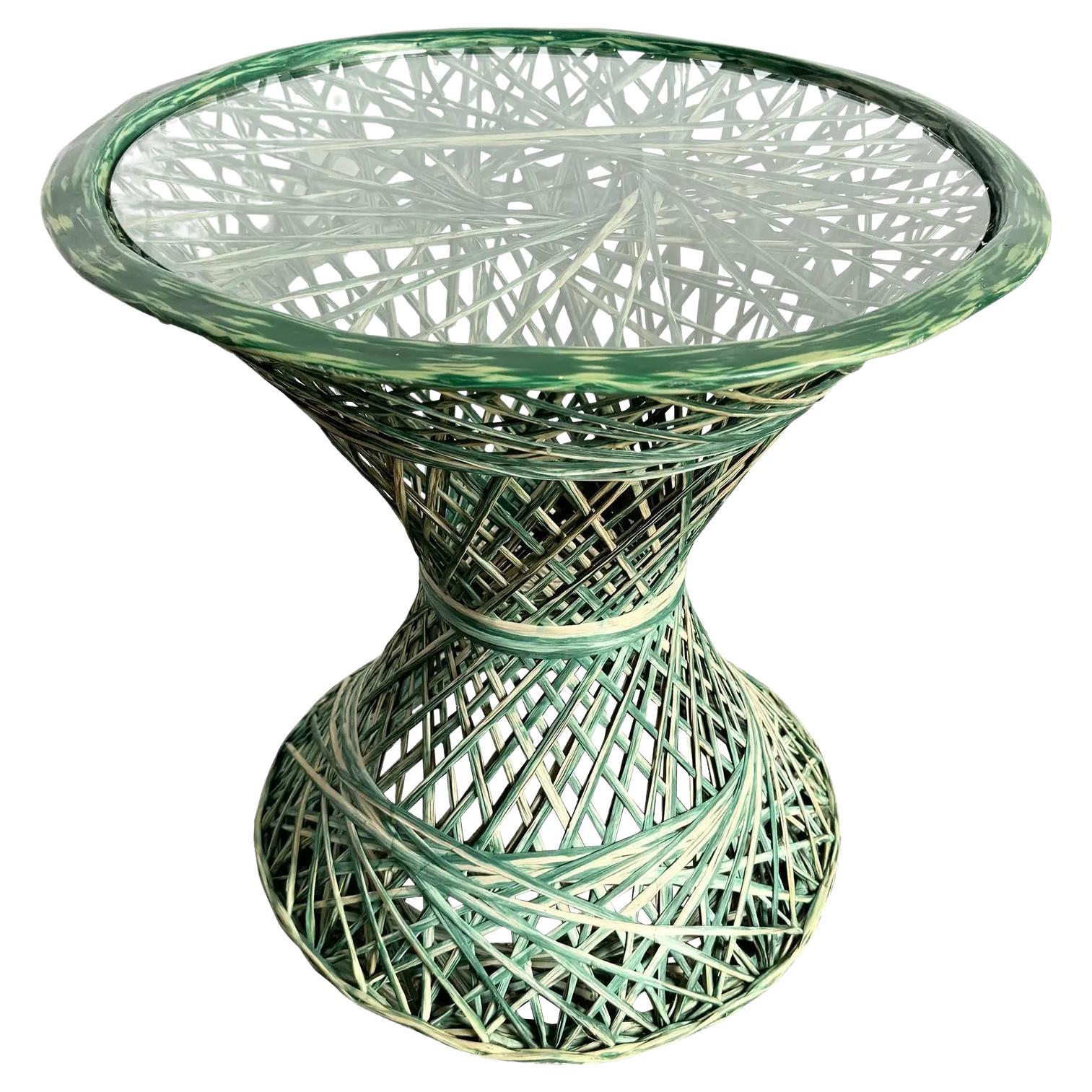 Mid Century Modern Green Spun Fiberglass Circular Side Table