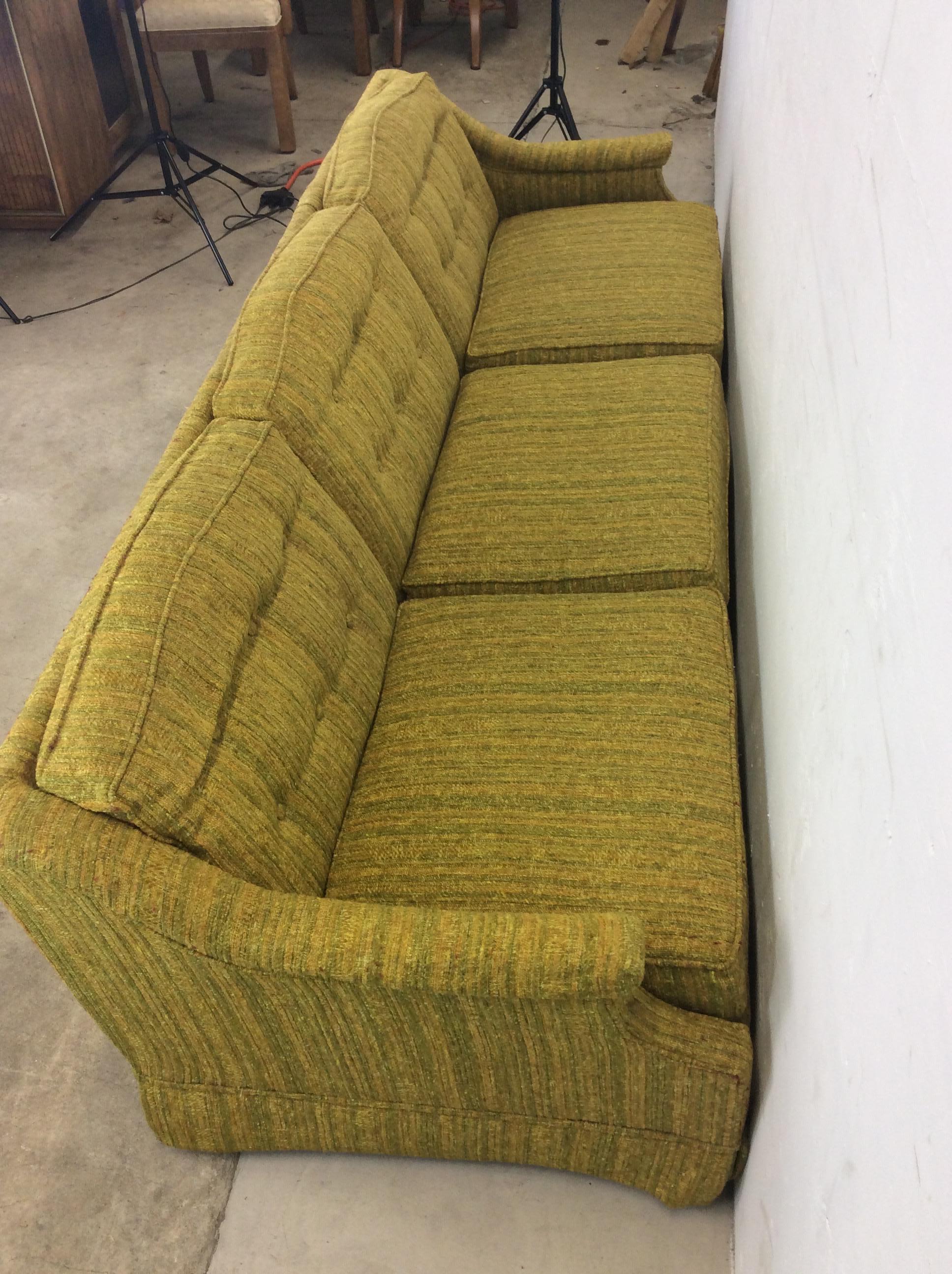 Mid-Century Modern Green Tufted 3 Seater Sofa 5
