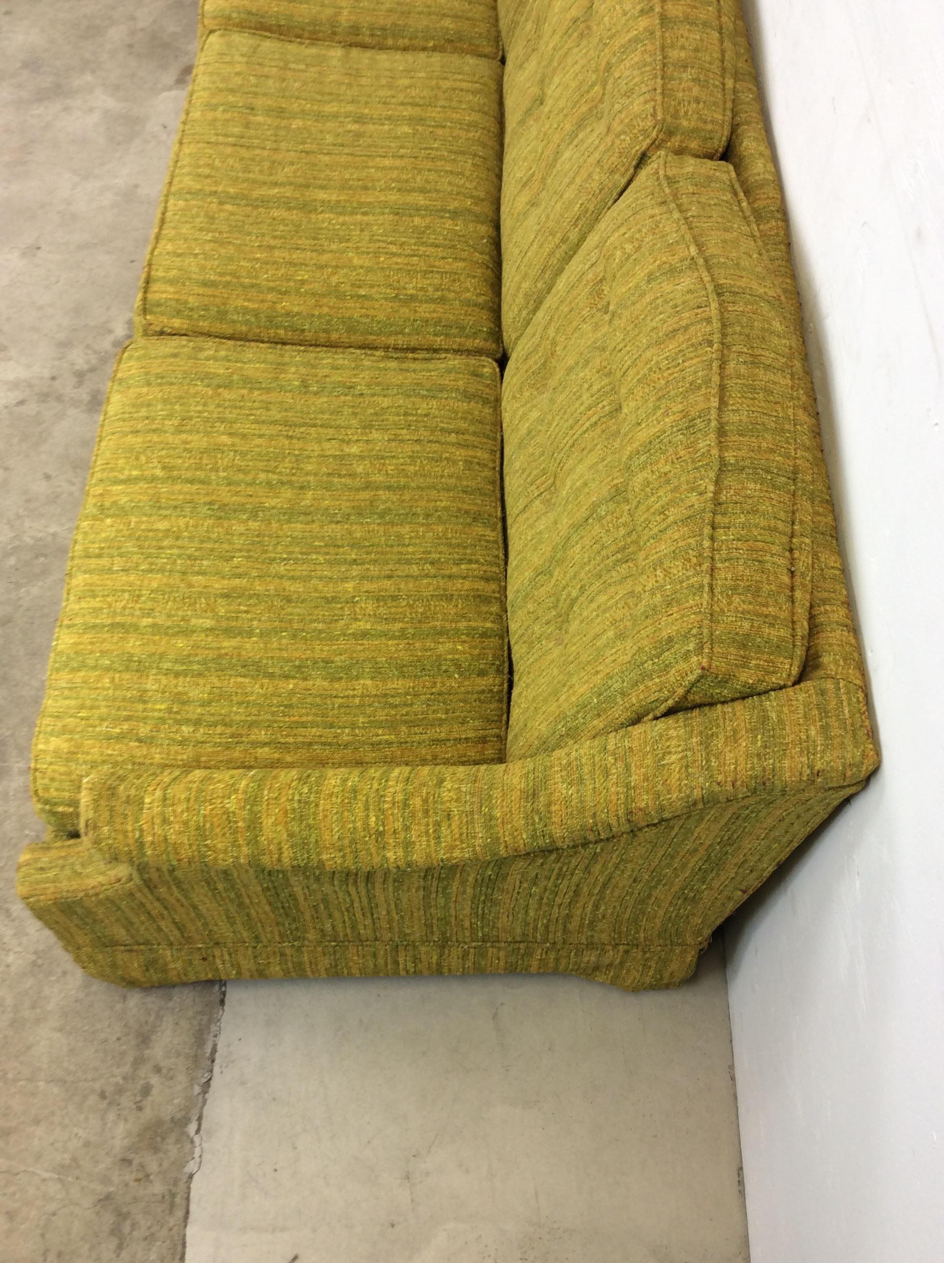 20th Century Mid-Century Modern Green Tufted 3 Seater Sofa