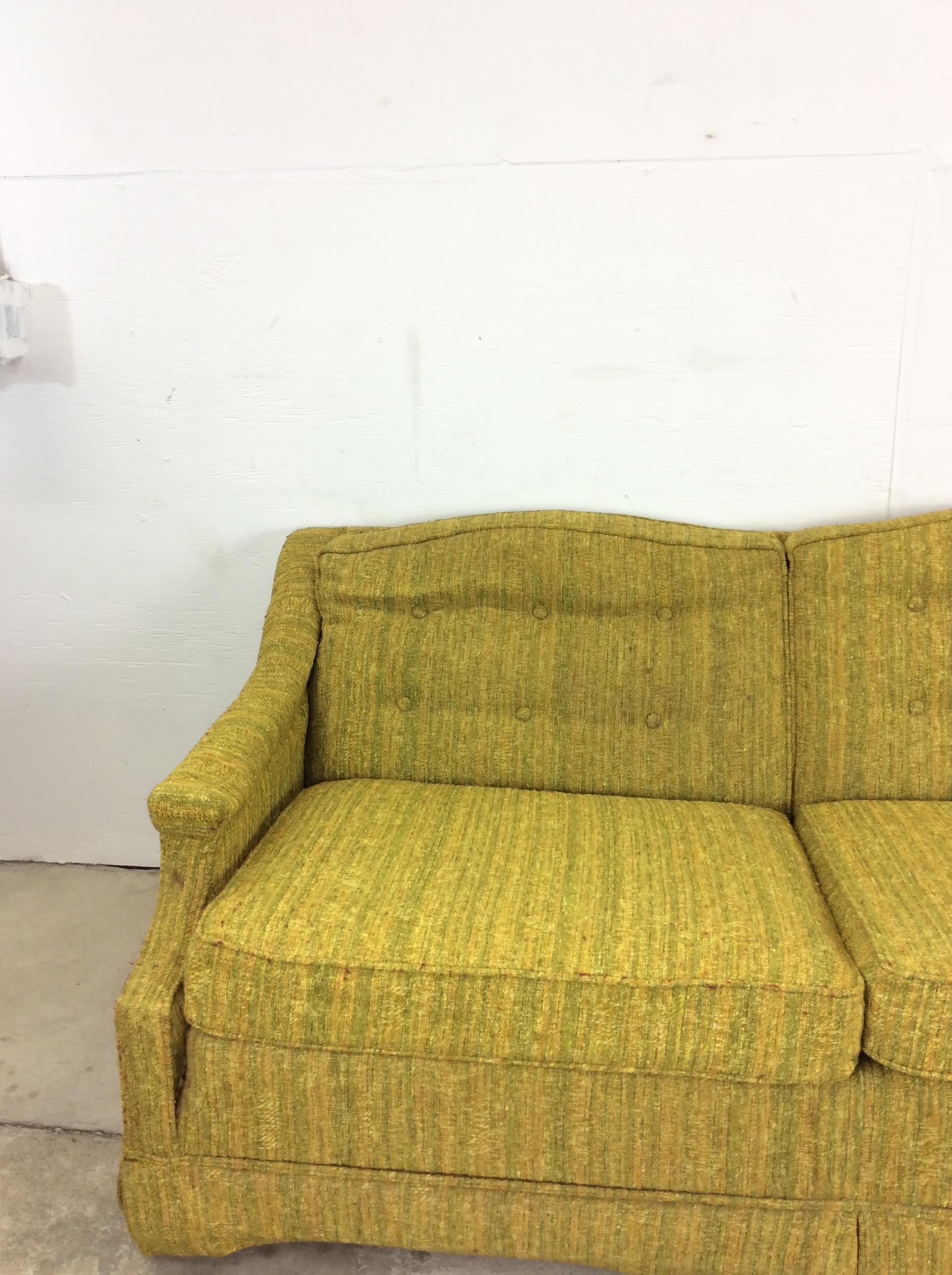 Upholstery Mid-Century Modern Green Tufted 3 Seater Sofa