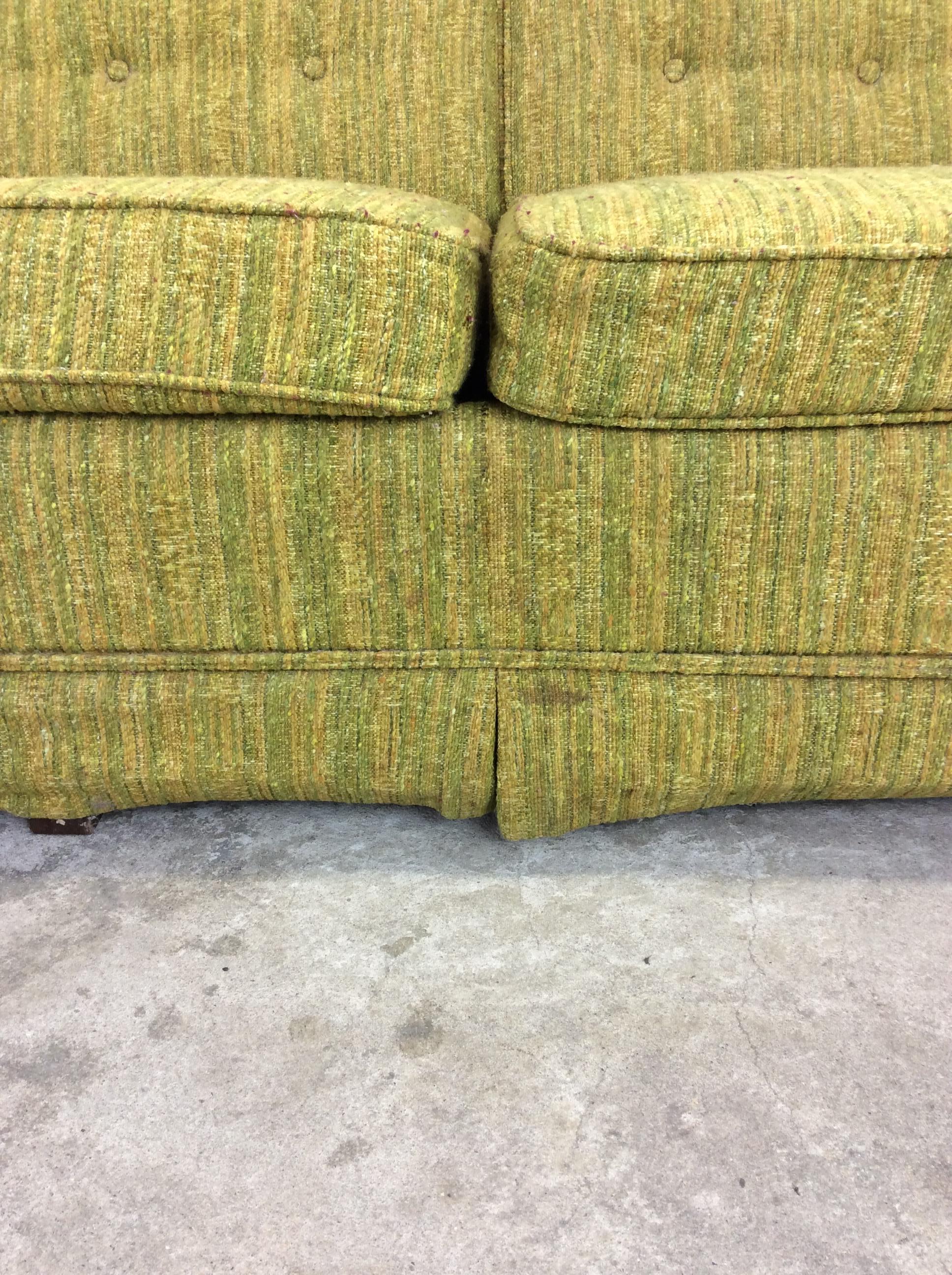 Mid-Century Modern Green Tufted 3 Seater Sofa 1