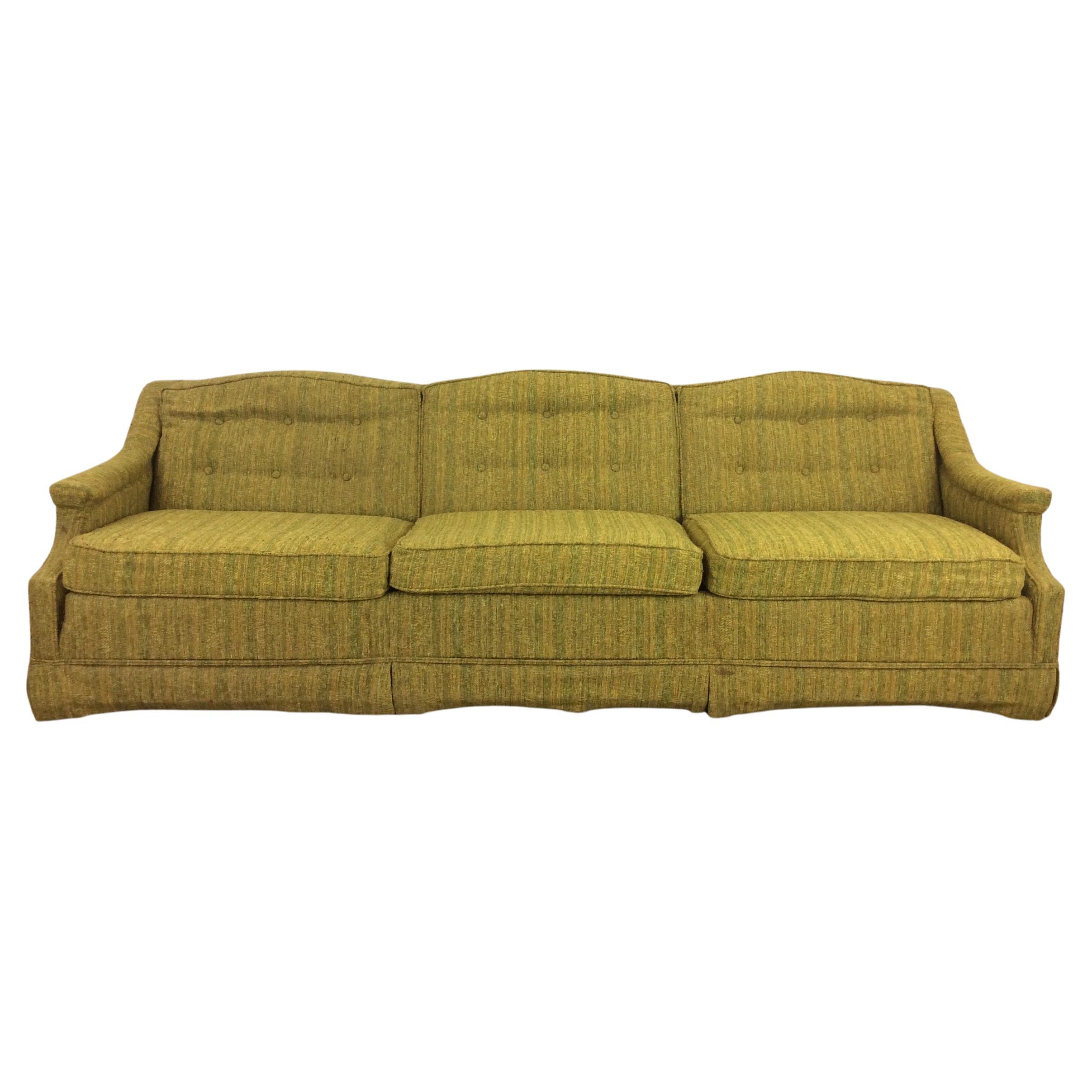 Mid-Century Modern Green Tufted 3 Seater Sofa