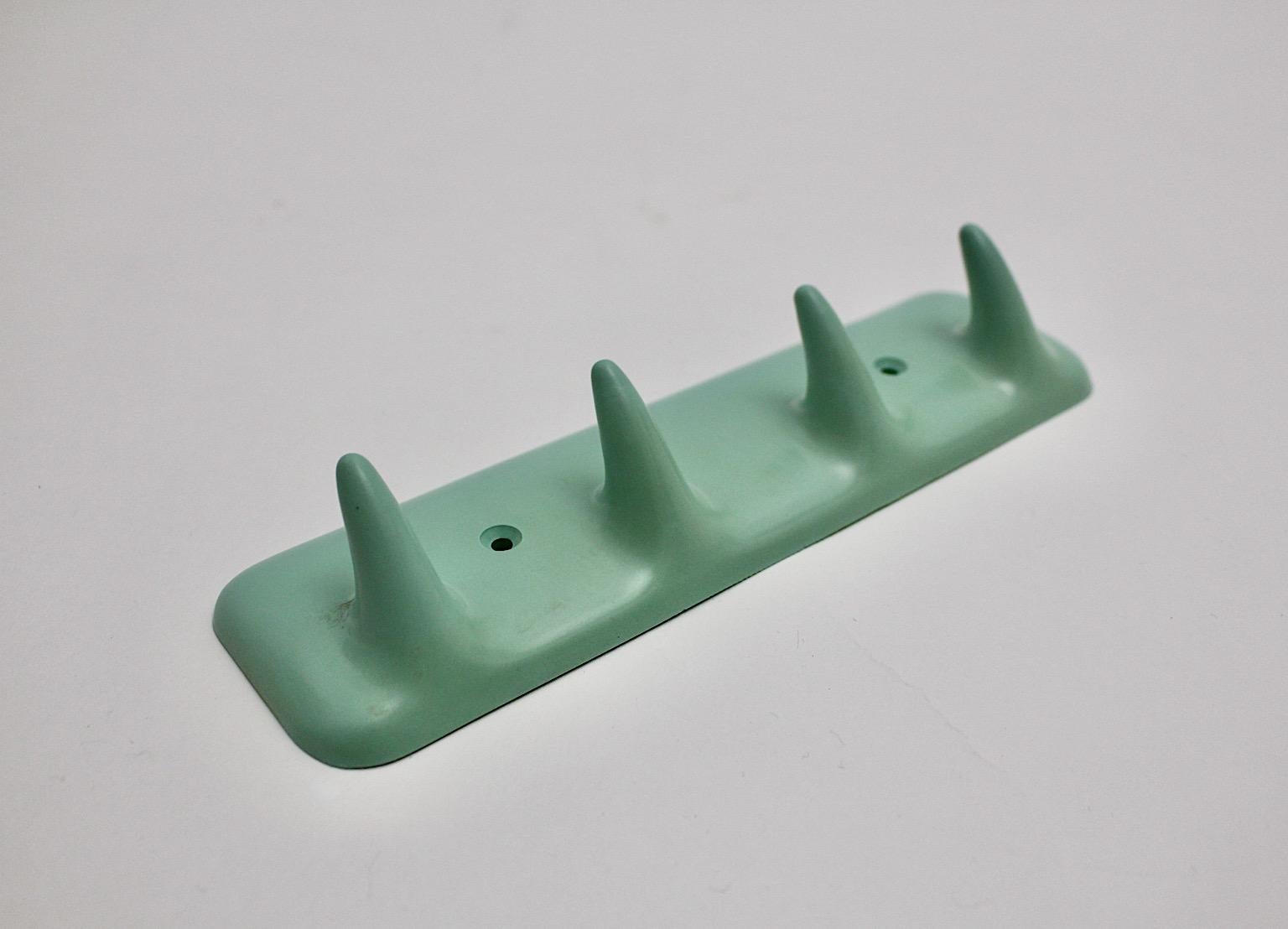 20th Century Mid-Century Modern Green Turquoise Plastic Vintage Coat Rack, 1950s, Italy For Sale