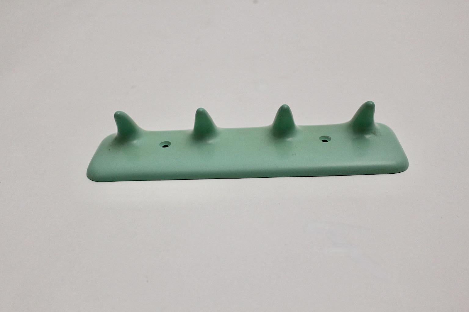 Mid-Century Modern Green Turquoise Plastic Vintage Coat Rack, 1950s, Italy For Sale 2