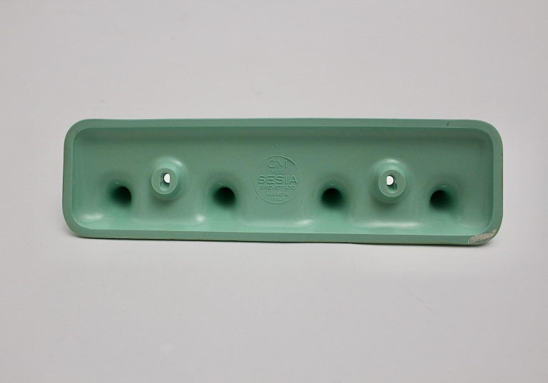 Turquoise Coat Rack Mid-Century Modern Green Turquoise Plastic Vintage Coat Rack, 1950s ...