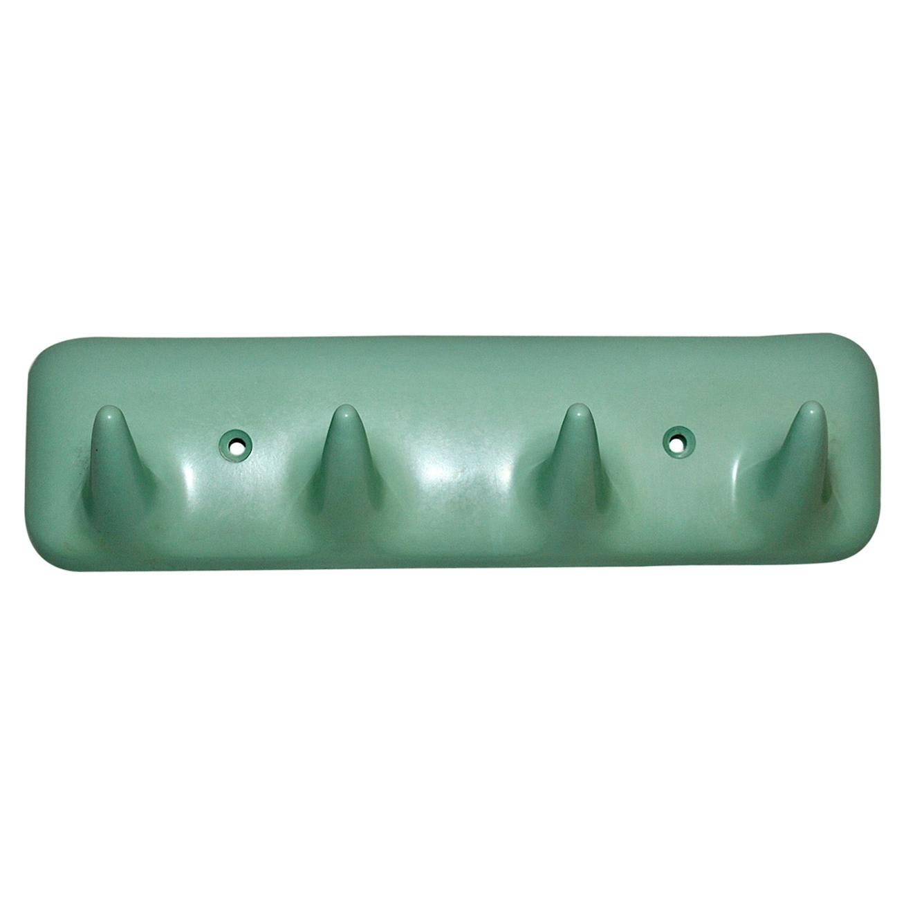 Mid-Century Modern Green Turquoise Plastic Vintage Coat Rack, 1950s, Italy For Sale