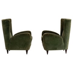 Mid-Century Modern Green Velvet Armchairs by Paolo Buffa, 1950s Italy