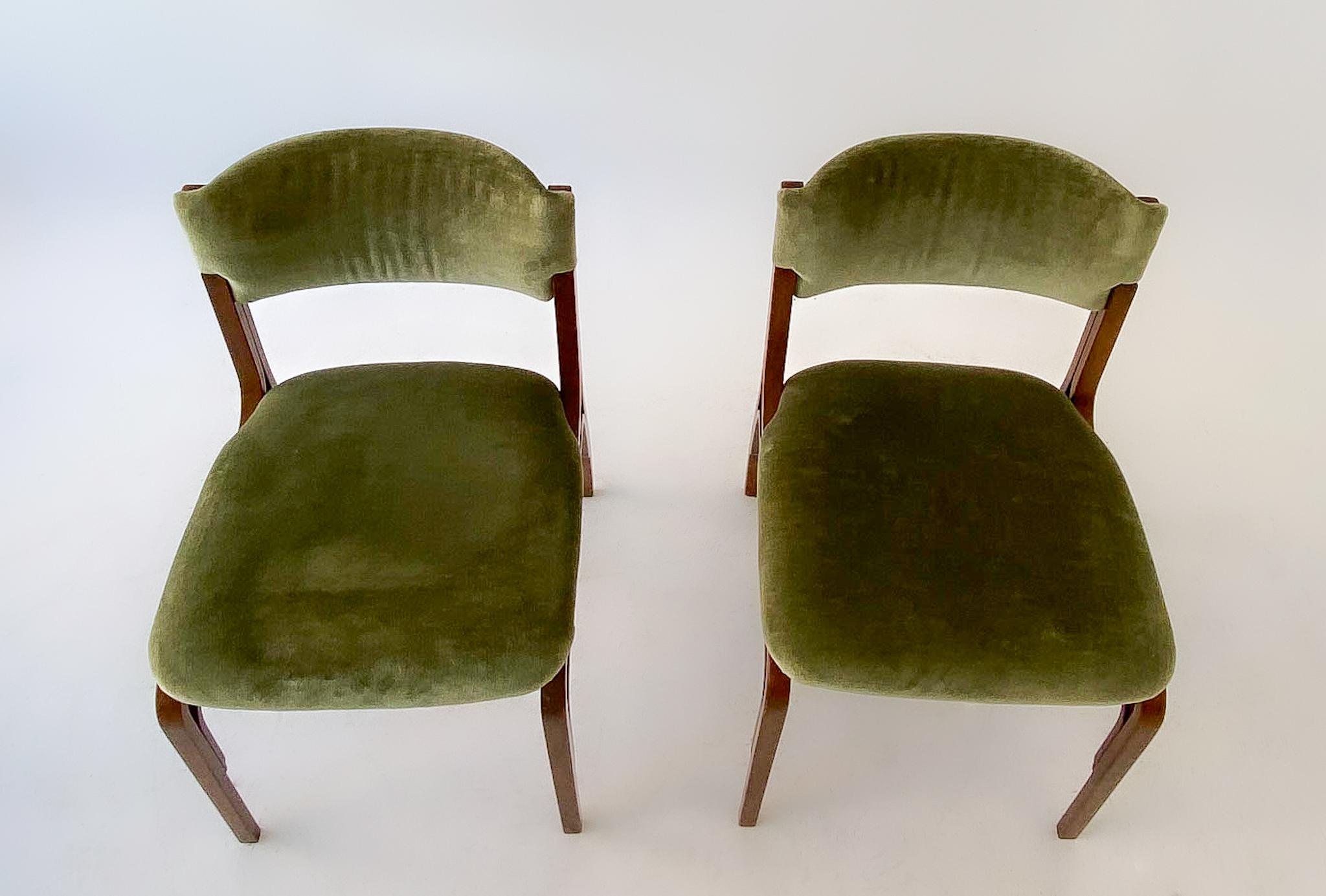 Mid-Century Modern Velvet Dining Chairs by Gianfranco Frattini, Italy 1960s 6