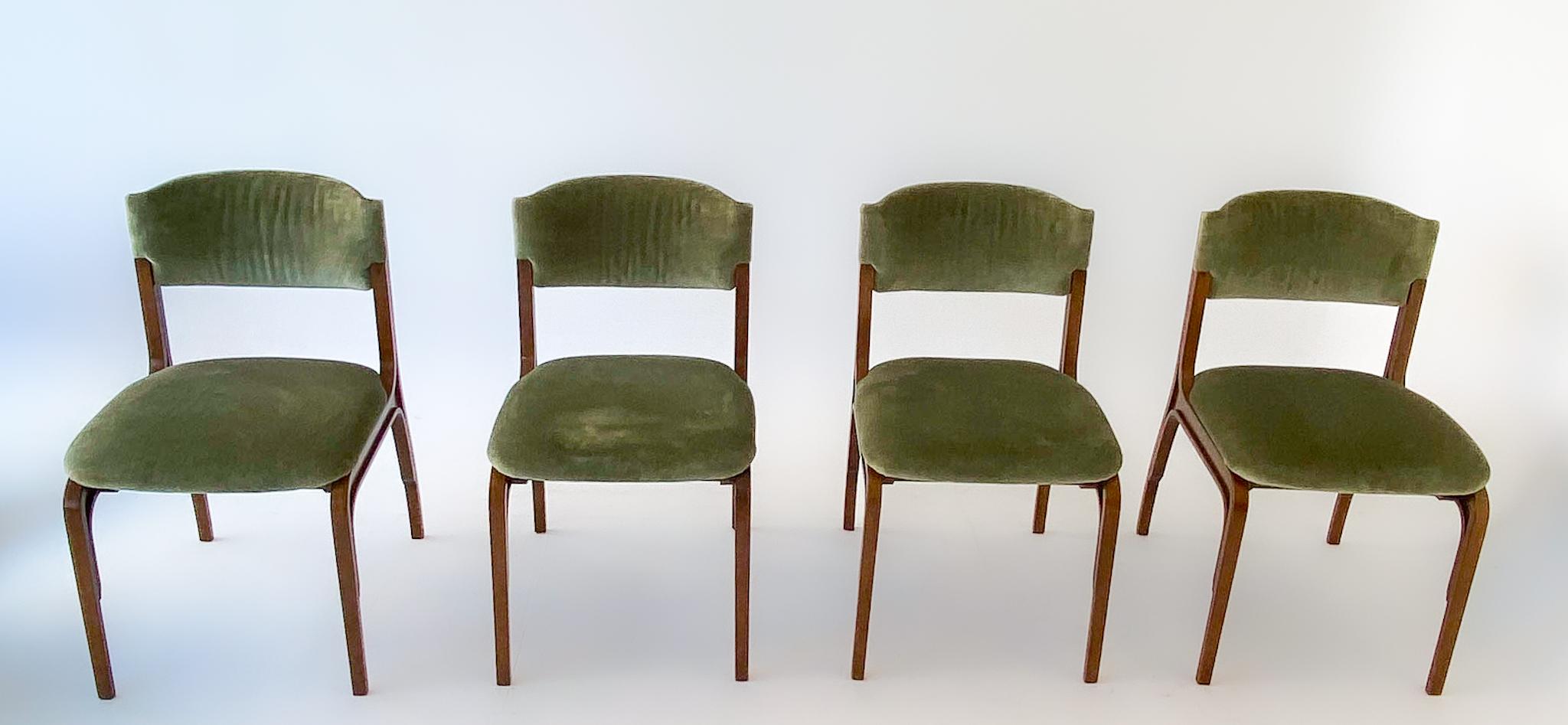 Mid-Century Modern Velvet Dining Chairs by Gianfranco Frattini, Italy 1960s 2