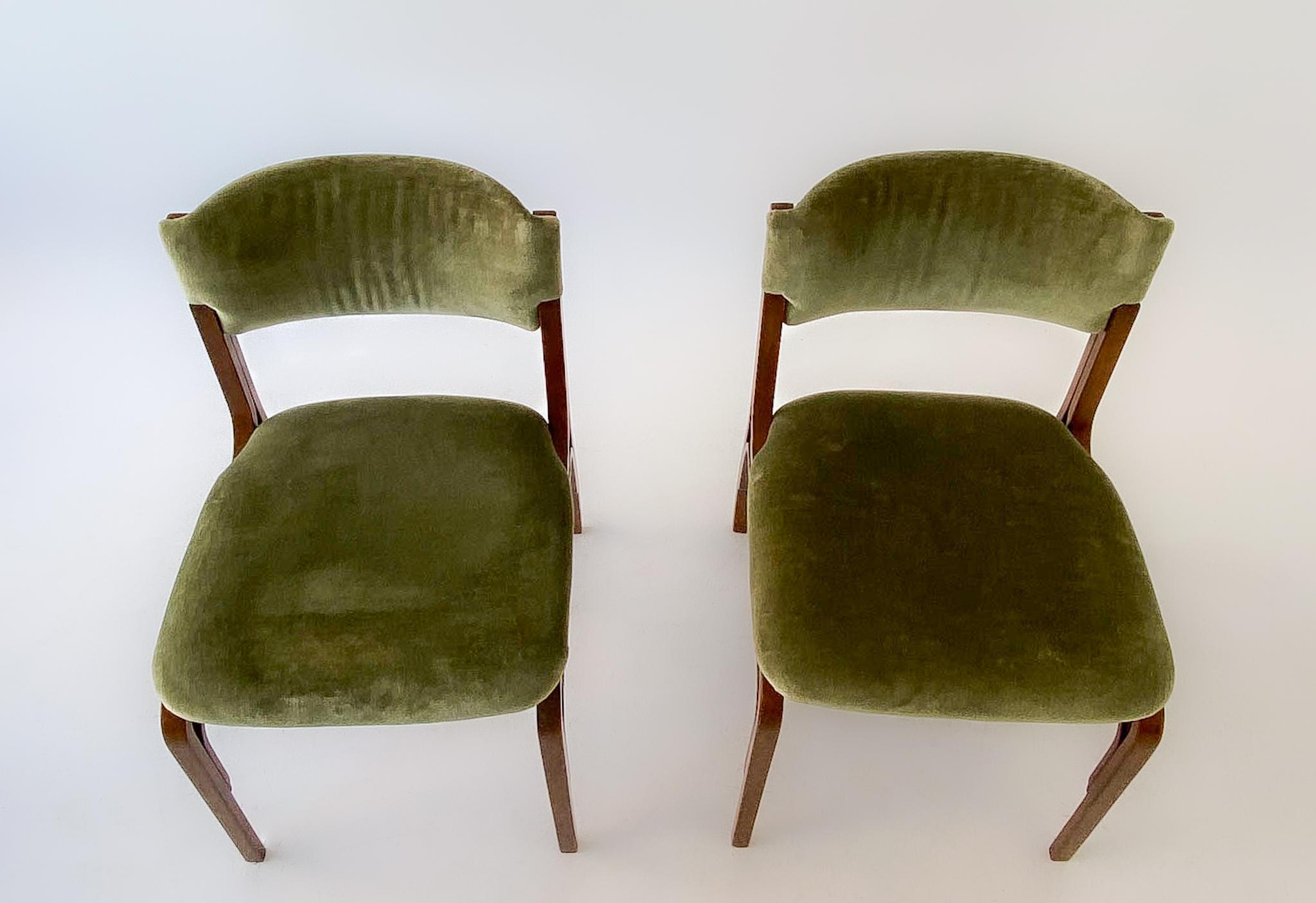 Mid-Century Modern Velvet Dining Chairs by Gianfranco Frattini, Italy 1960s 3