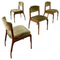 Mid-Century Modern Velvet Dining Chairs by Gianfranco Frattini, Italy 1960s