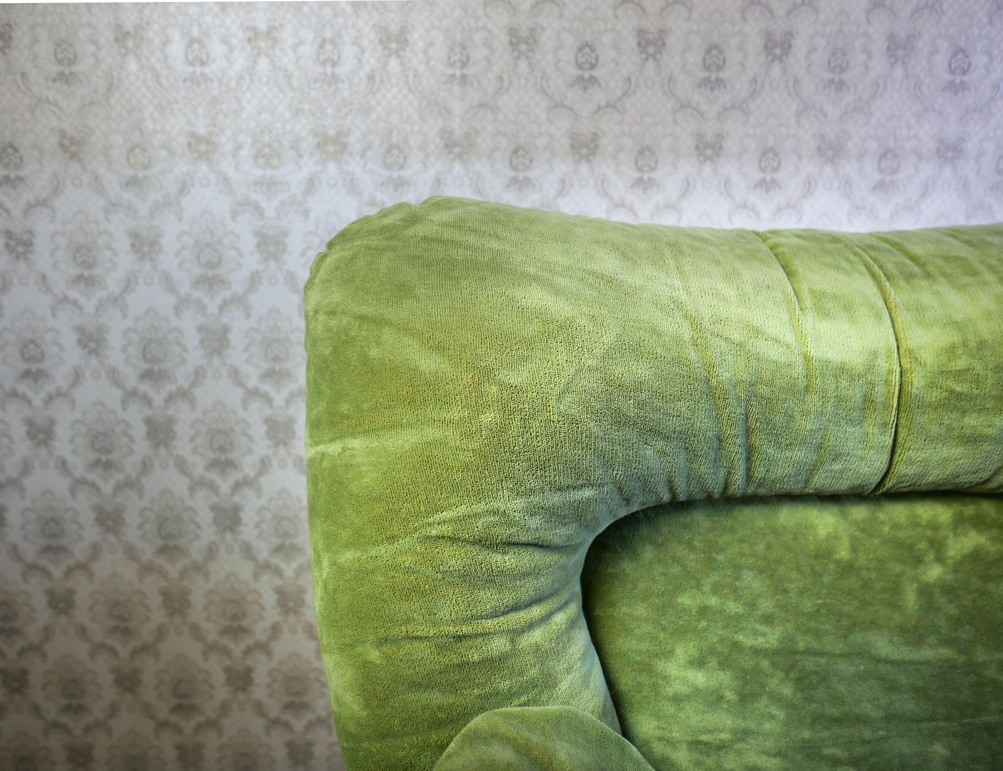 Mid Century Modern Green Velvet Lounge Chair by Michel Cadestin, France 1970s 4