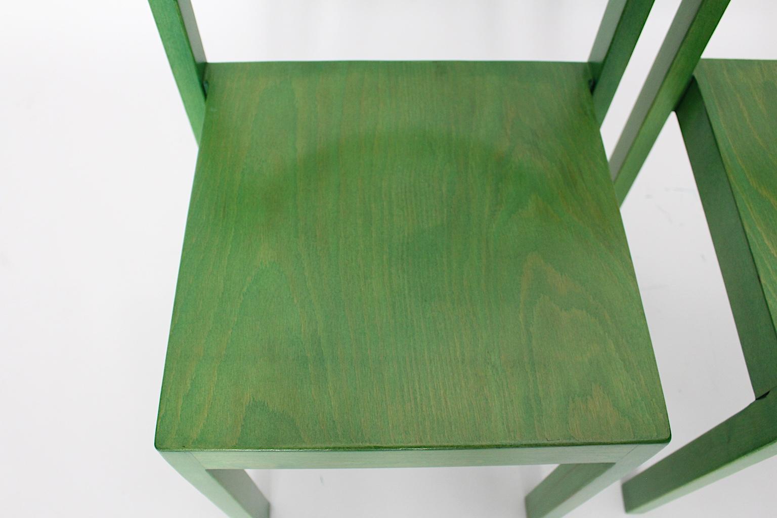 Mid-Century Modern Green Vintage Dining Chairs by Carl Auböck 1956 Vienna For Sale 7