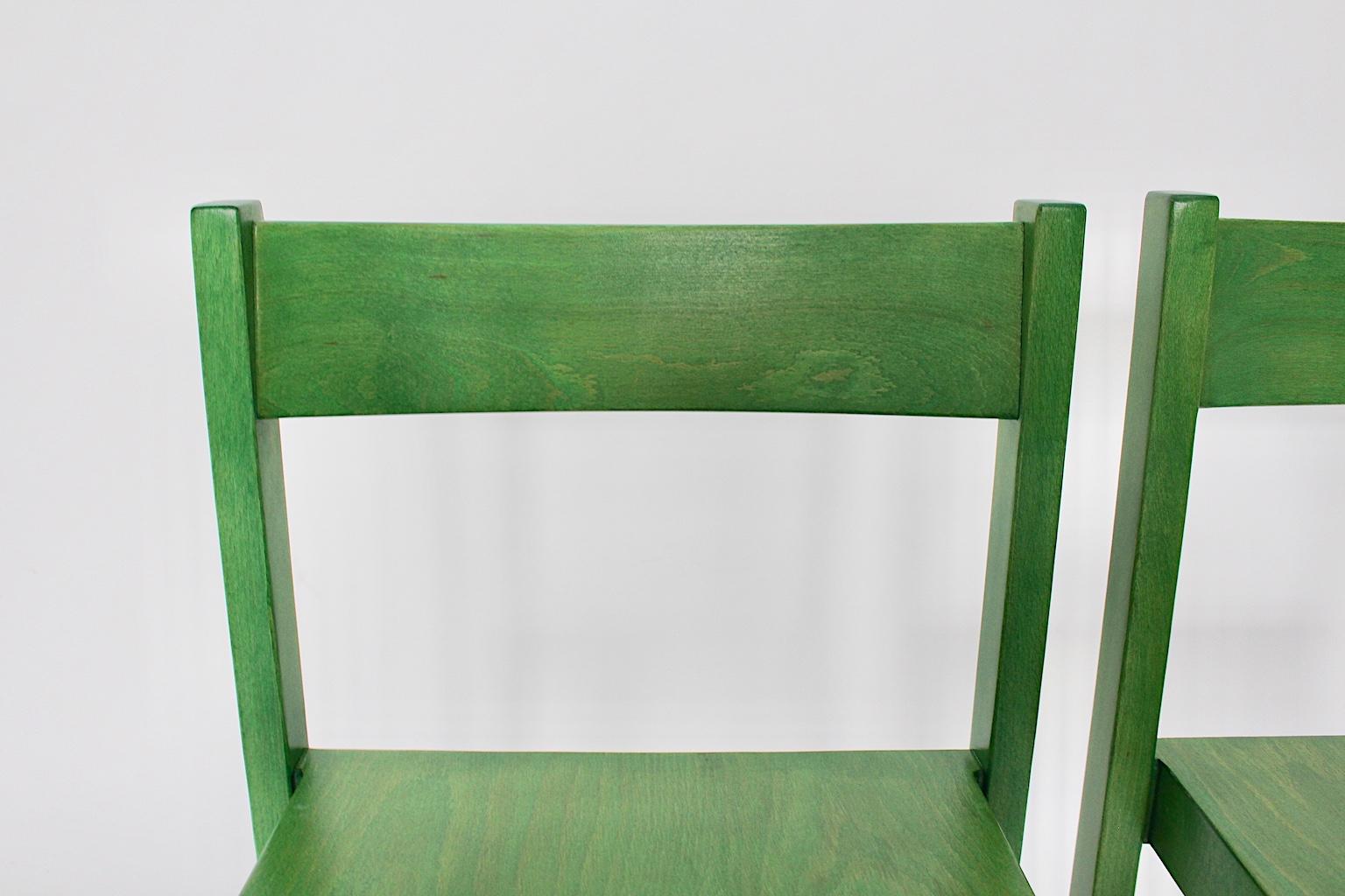 Mid-Century Modern Green Vintage Dining Chairs by Carl Auböck 1956 Vienna For Sale 8