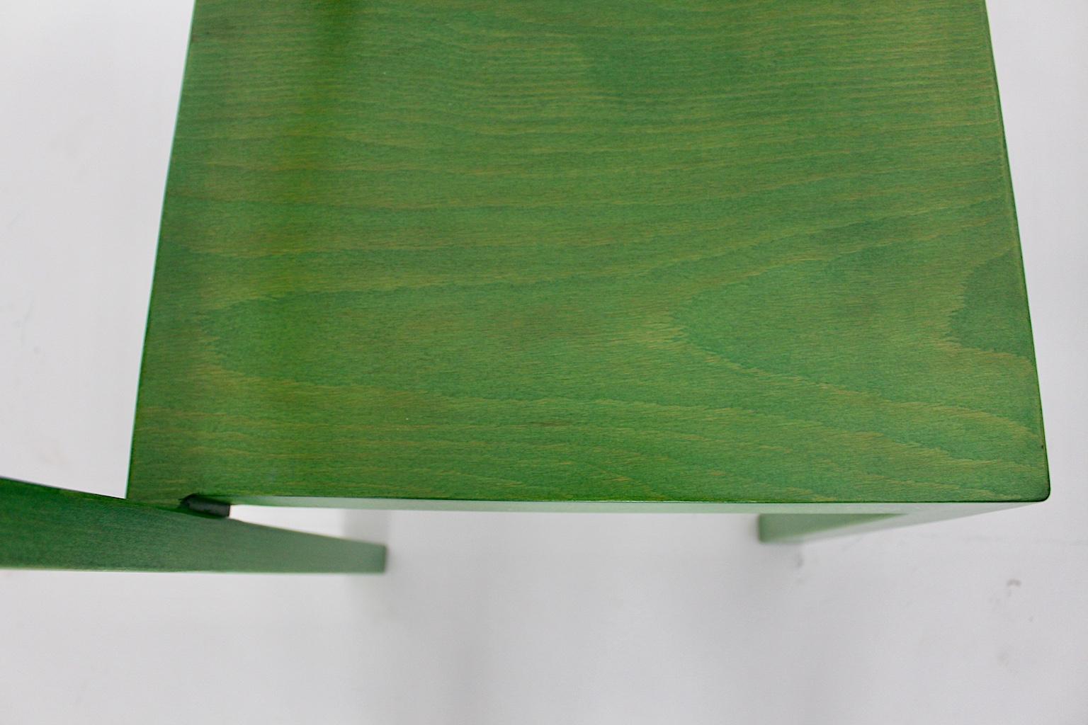 Mid-Century Modern Green Vintage Dining Chairs by Carl Auböck 1956 Vienna For Sale 9