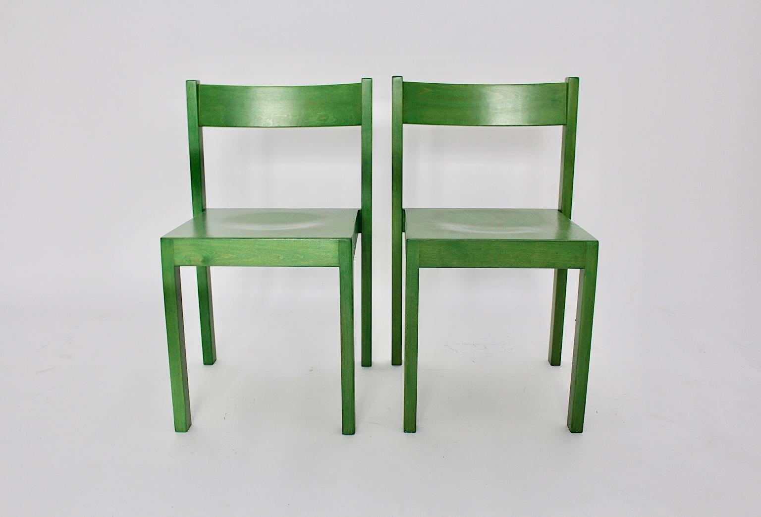 Mid-Century Modern Green Vintage Dining Chairs von Carl Auböck 1956 Wien (Moderne der Mitte des Jahrhunderts) im Angebot