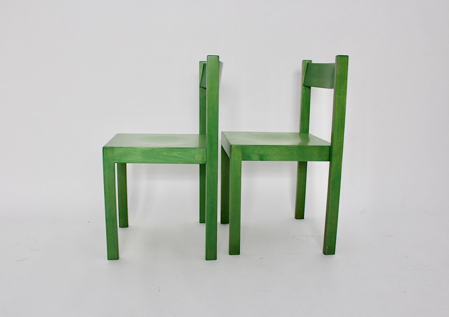 20th Century Mid-Century Modern Green Vintage Dining Chairs by Carl Auböck 1956 Vienna For Sale