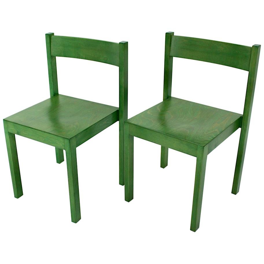 Mid-Century Modern Green Vintage Dining Chairs by Carl Auböck 1956 Vienna For Sale