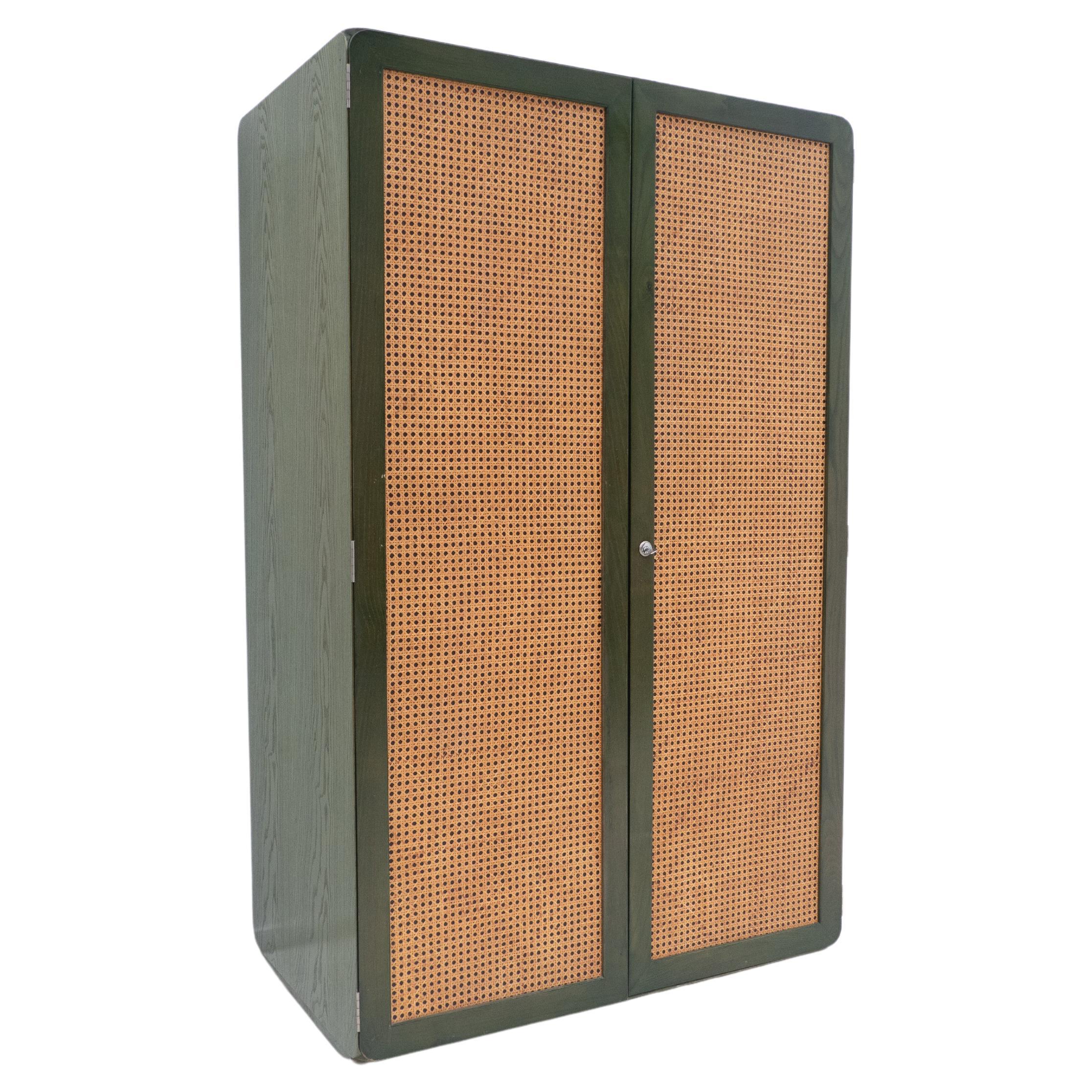 Mid-Century Modern Green Wooden Wardrobe by Derk Jan De Vries, Italy, 1960s