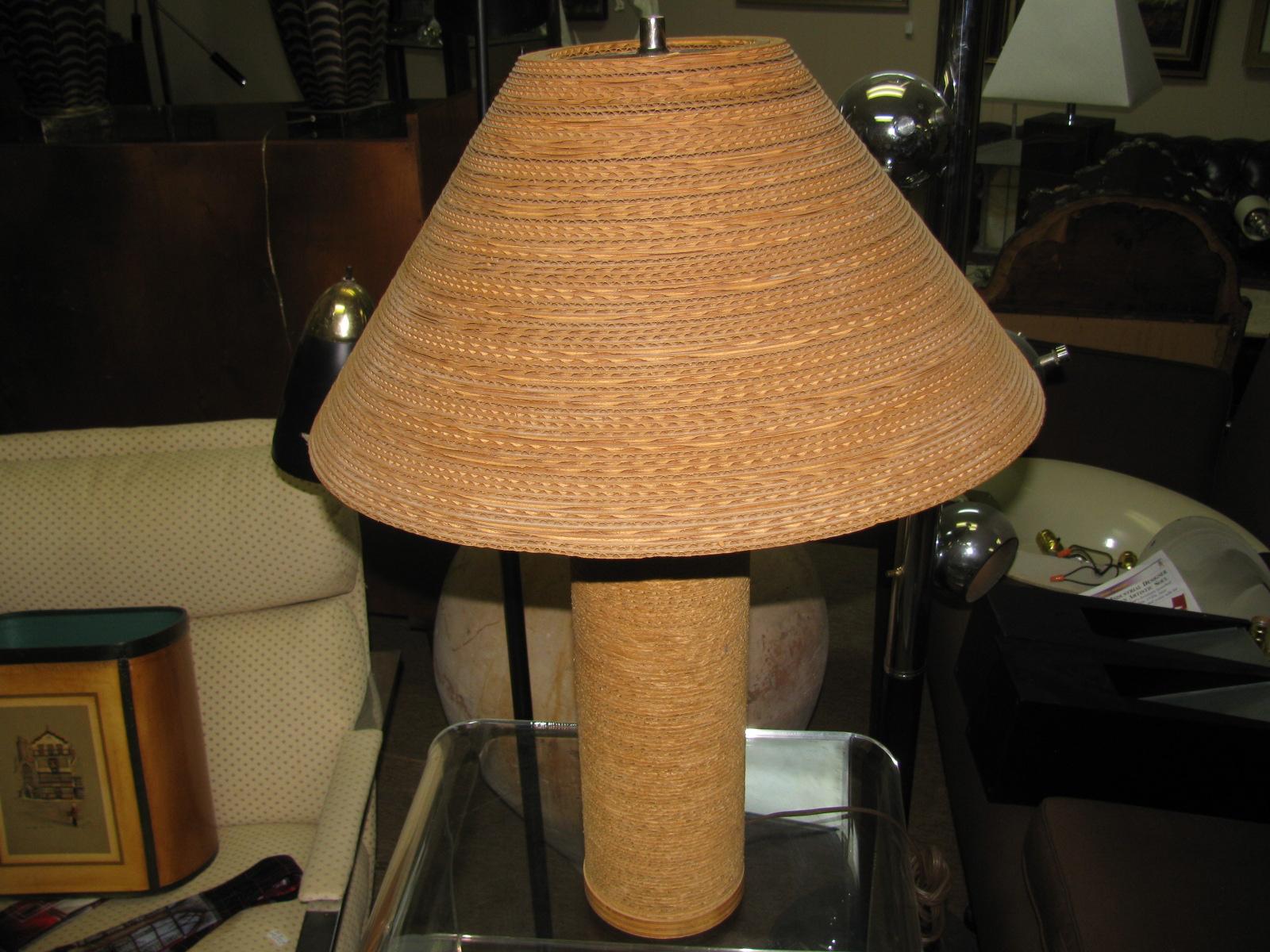 Mid-Century Modern Gregory Van Pelt Corragated Cardboard Lamp with Shade In Good Condition In Port Jervis, NY